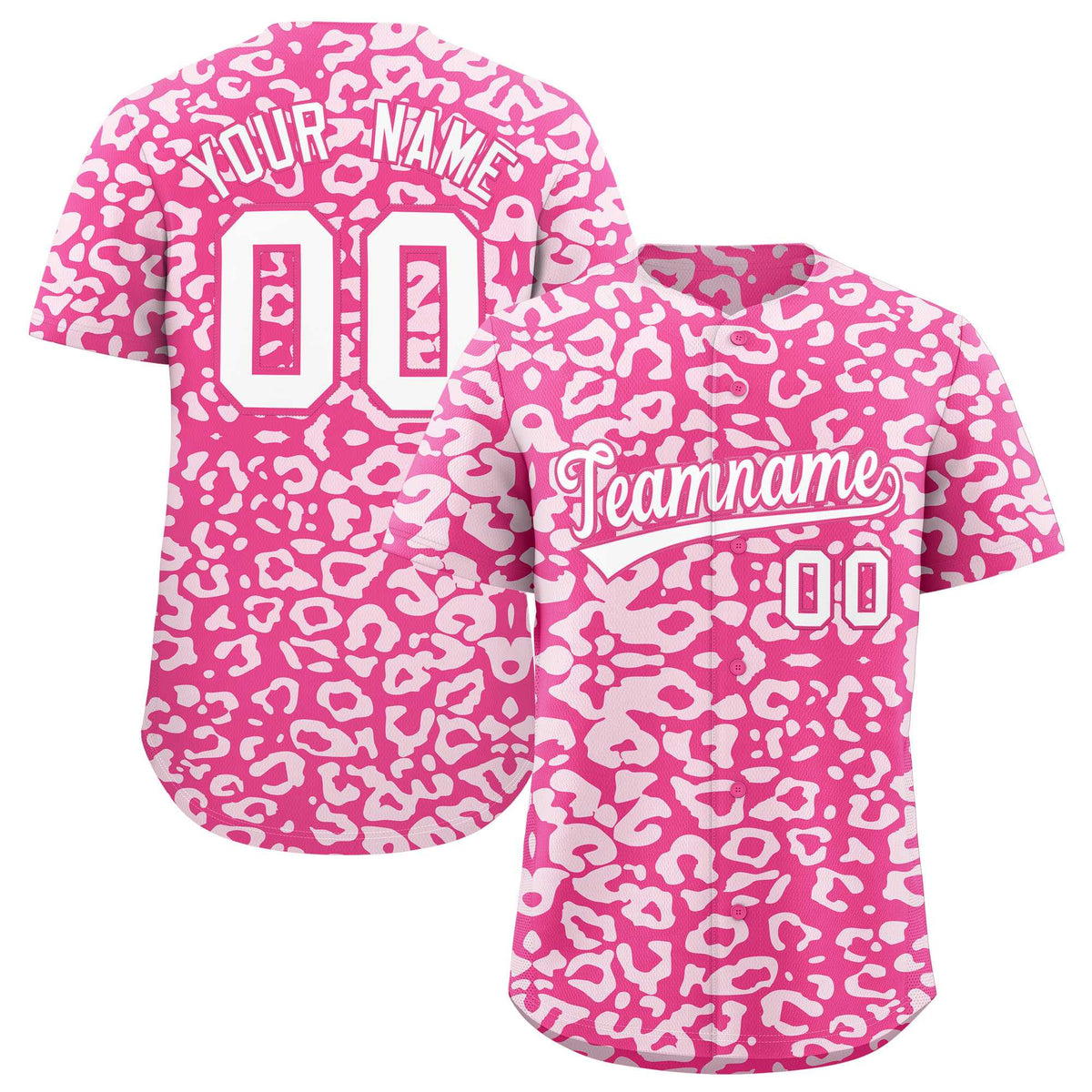 Custom Pink White Leopard Print Pattern Authentic Baseball Jersey