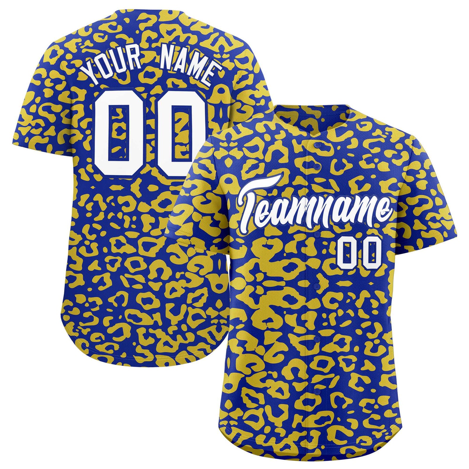 Custom Royal Gold Leopard Print Pattern Authentic Baseball Jersey