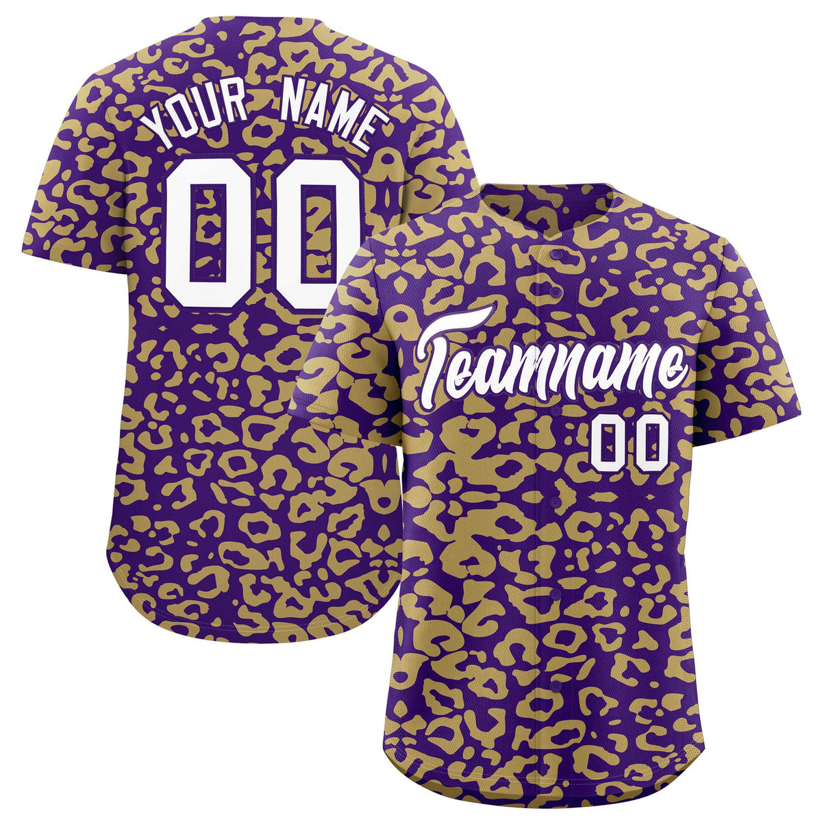 Custom Purple Old Gold Leopard Print Pattern Authentic Baseball Jersey