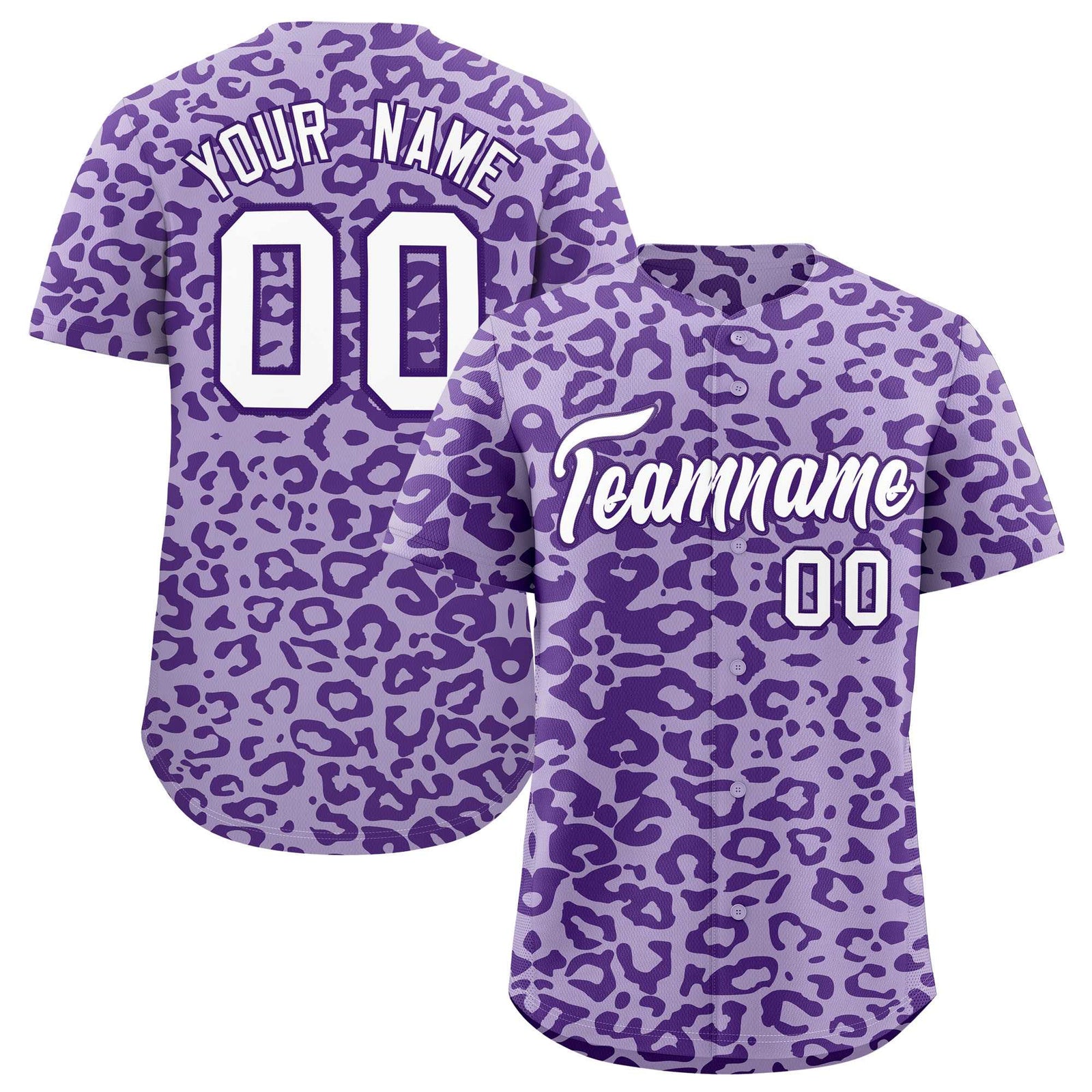 Custom Light Purple Purple Leopard Print Pattern Authentic Baseball Jersey