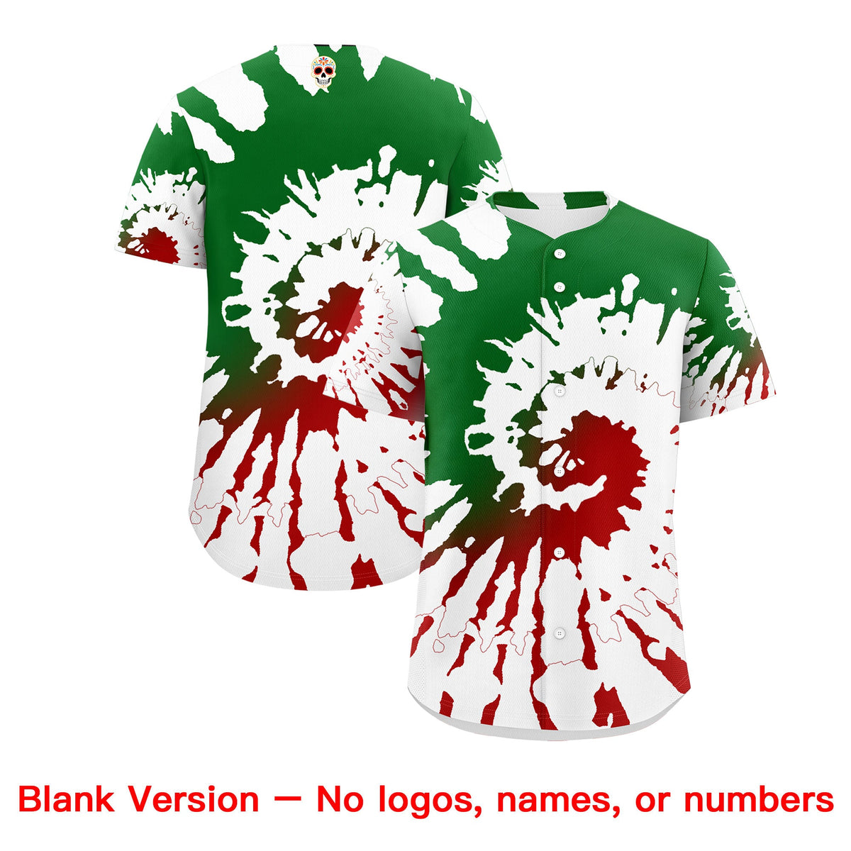 Custom White Kelly Green Red Graffiti Pattern Mexican style Stretch Fabric Baseball Jersey| KXKSHOP