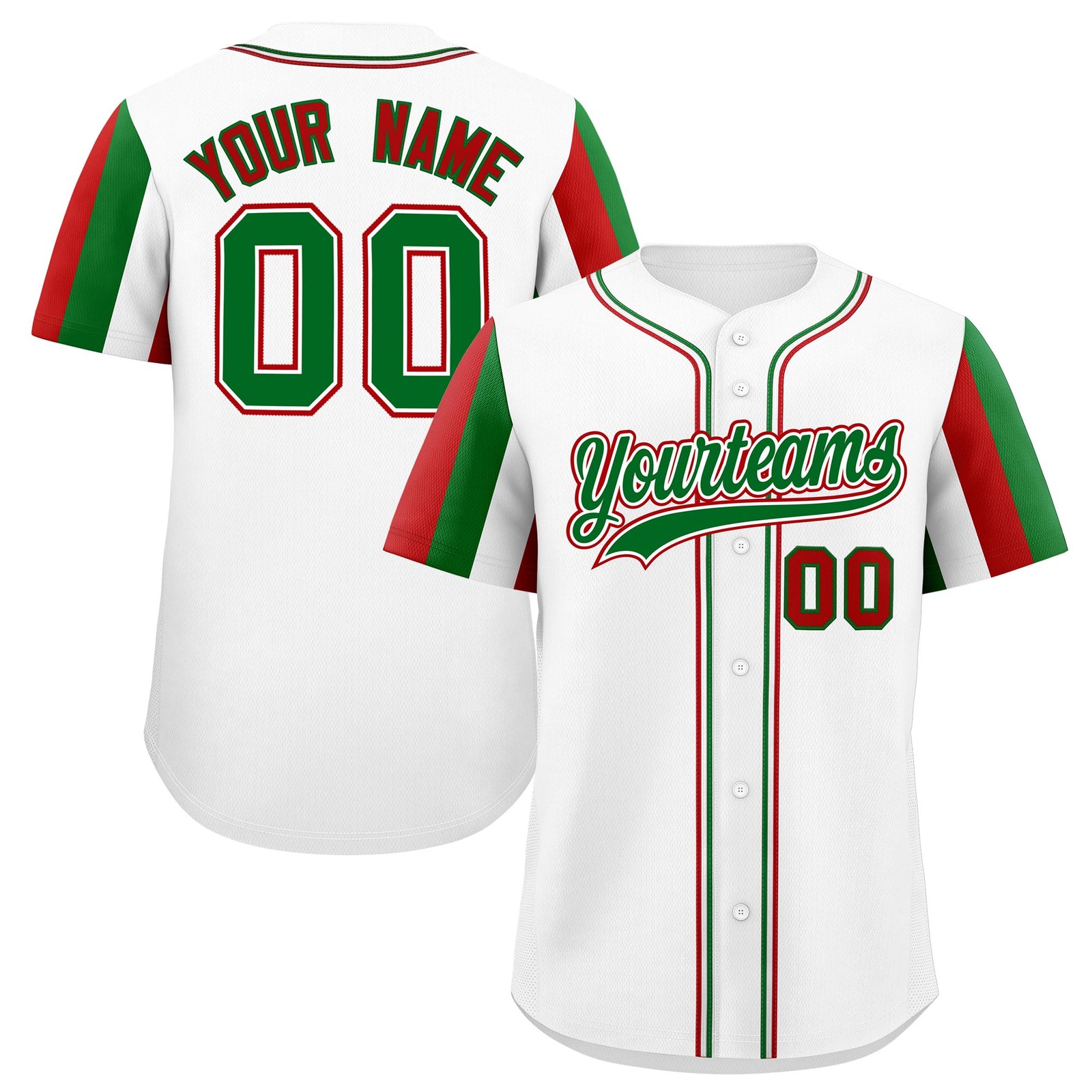 Custom White Kelly Green Red Graffiti Pattern Mexican style Stretch Fabric Baseball Jersey| KXKSHOP