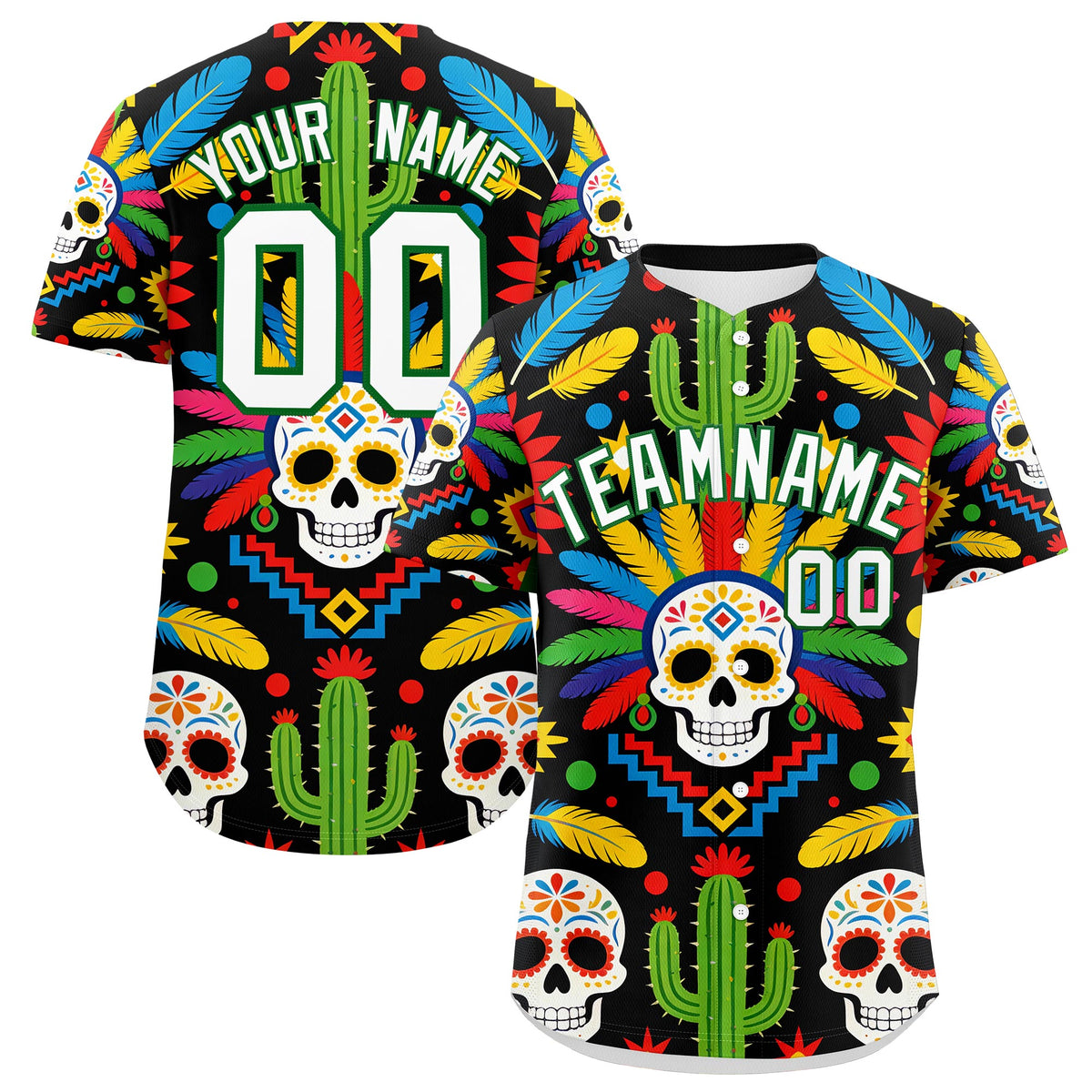 Custom Black White Kelly Green Graffiti Pattern Mexican style Stretch Fabric Baseball Jersey| KXKSHOP