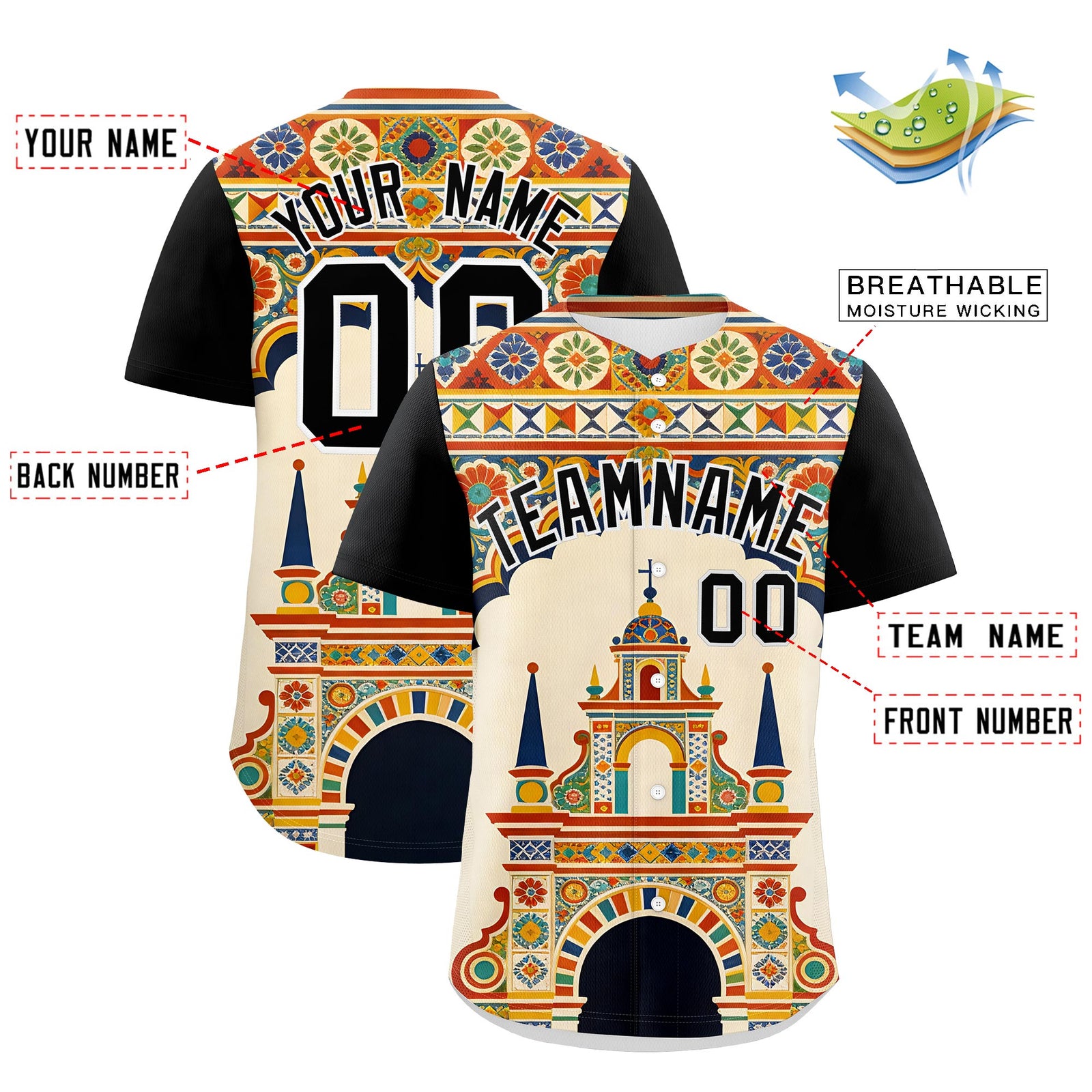 Custom Black White Graffiti Pattern Mexican style Stretch Fabric Baseball Jersey| KXKSHOP