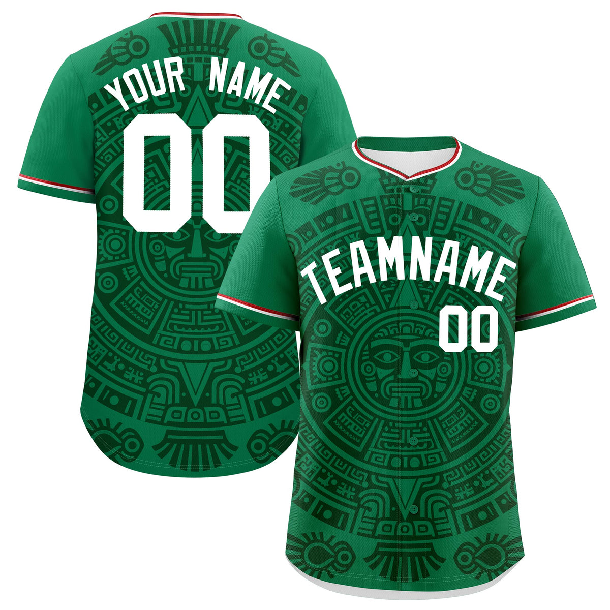 Custom Kelly Green Dark Green White Graffiti Pattern Mexican style Stretch Fabric Baseball Jersey| KXKSHOP