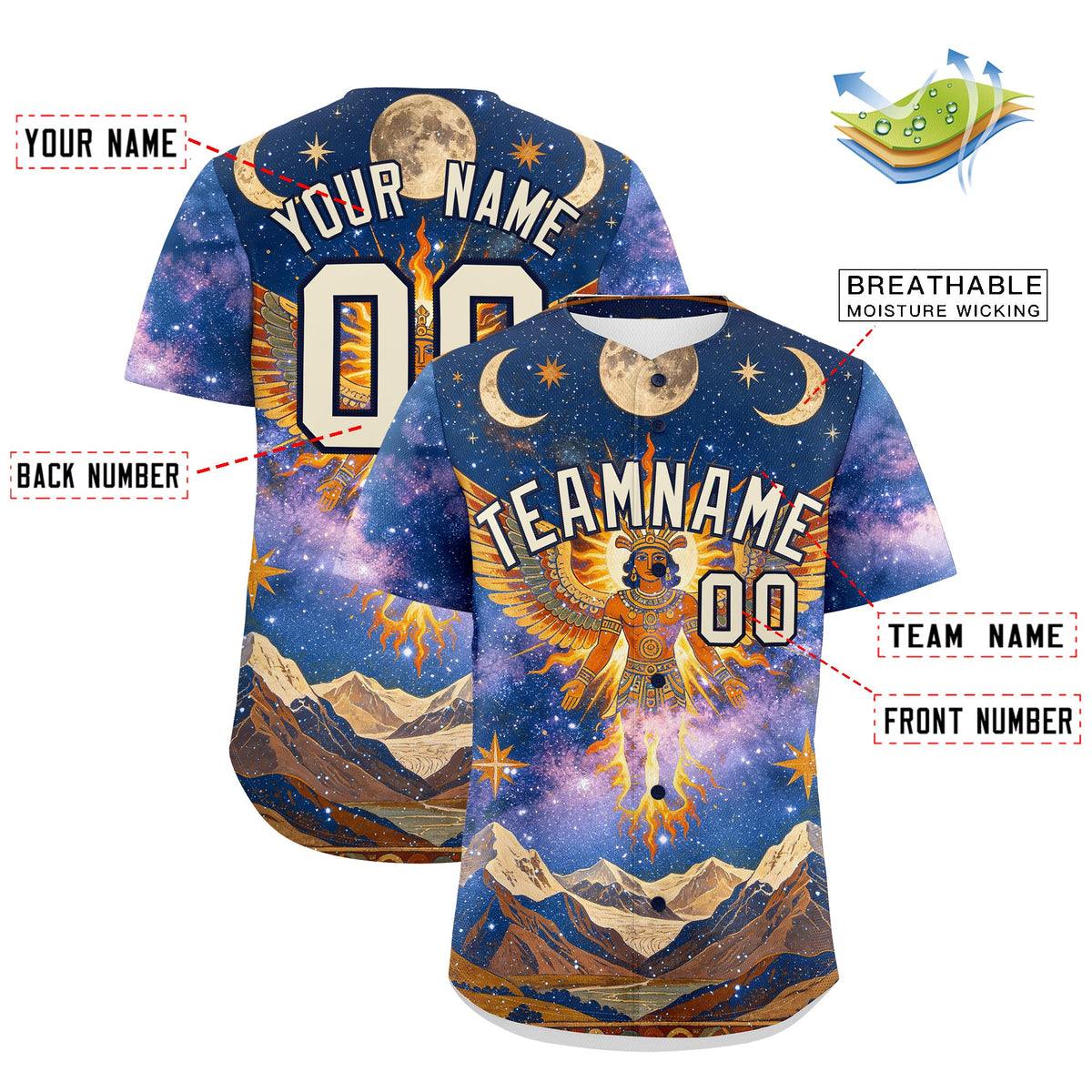 Custom Cream Navy Graffiti Pattern Mexican style Stretch Fabric Baseball Jersey| KXKSHOP