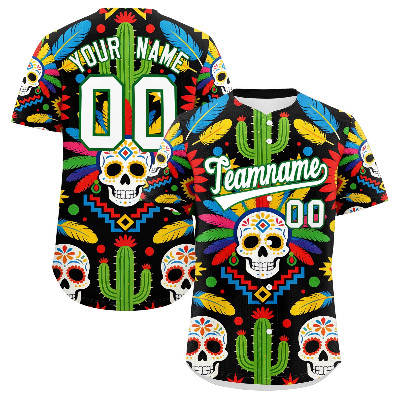 Custom Black White Kelly Green Graffiti Pattern Mexican style Stretch Fabric Baseball Jersey| KXKSHOP