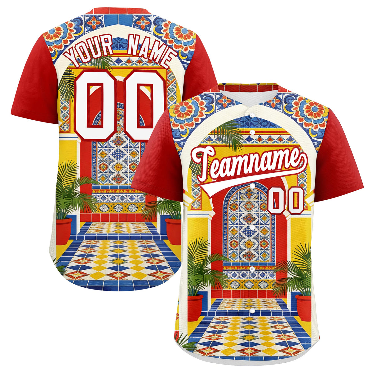 Custom White Red Graffiti Pattern Mexican style Stretch Fabric Baseball Jersey| KXKSHOP