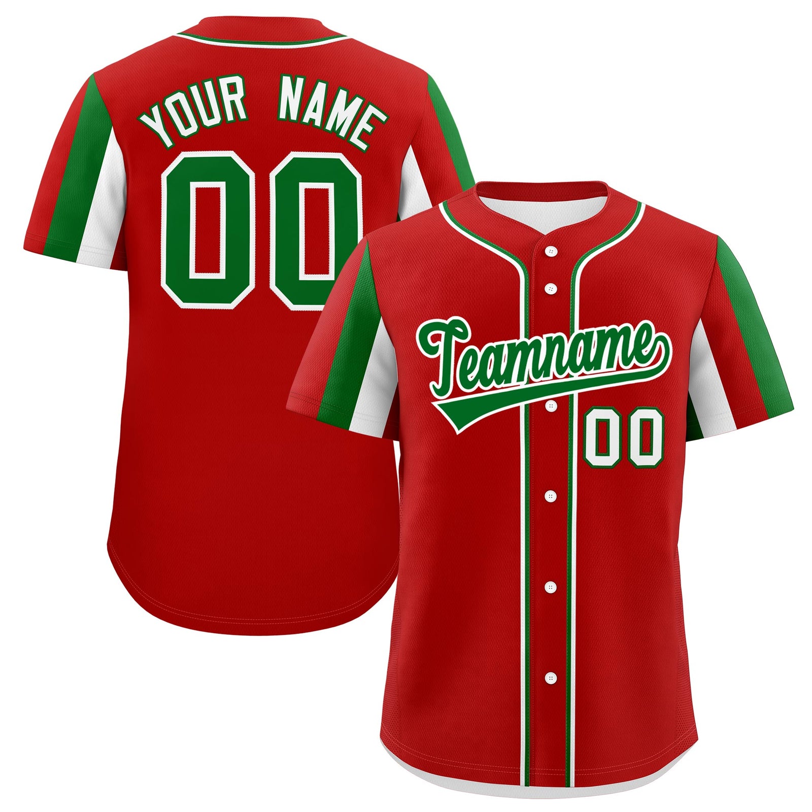 Custom Red Kelly Green White Graffiti Pattern Mexican style Stretch Fabric Baseball Jersey| KXKSHOP