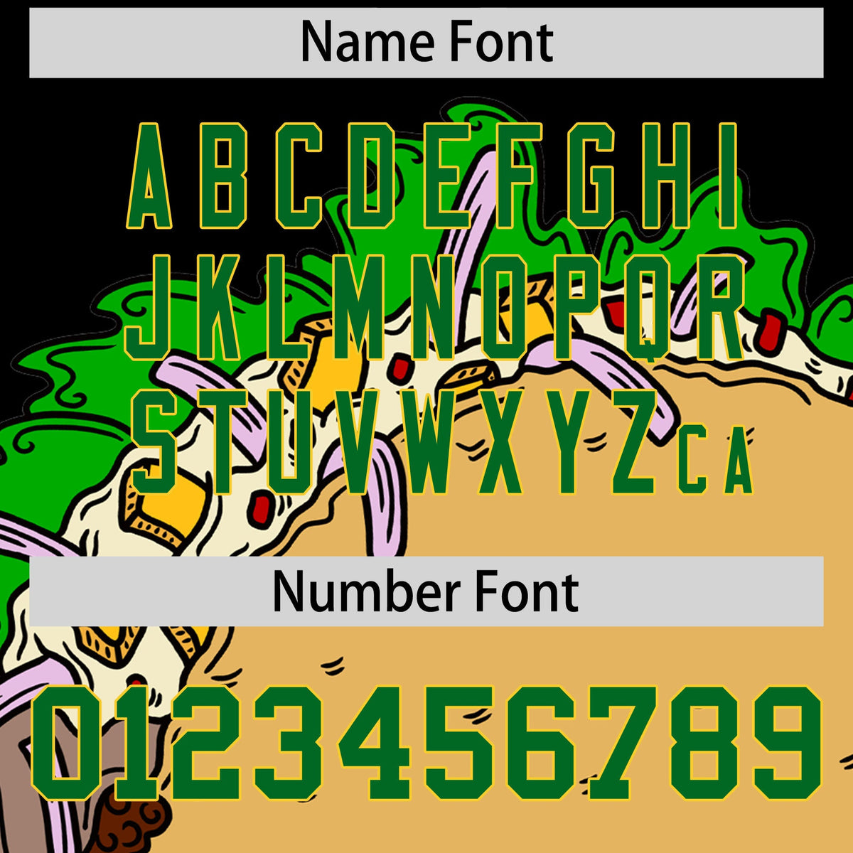 Custom Black Kelly Green Gold Graffiti Pattern Mexican style Stretch Fabric Baseball Jersey| KXKSHOP