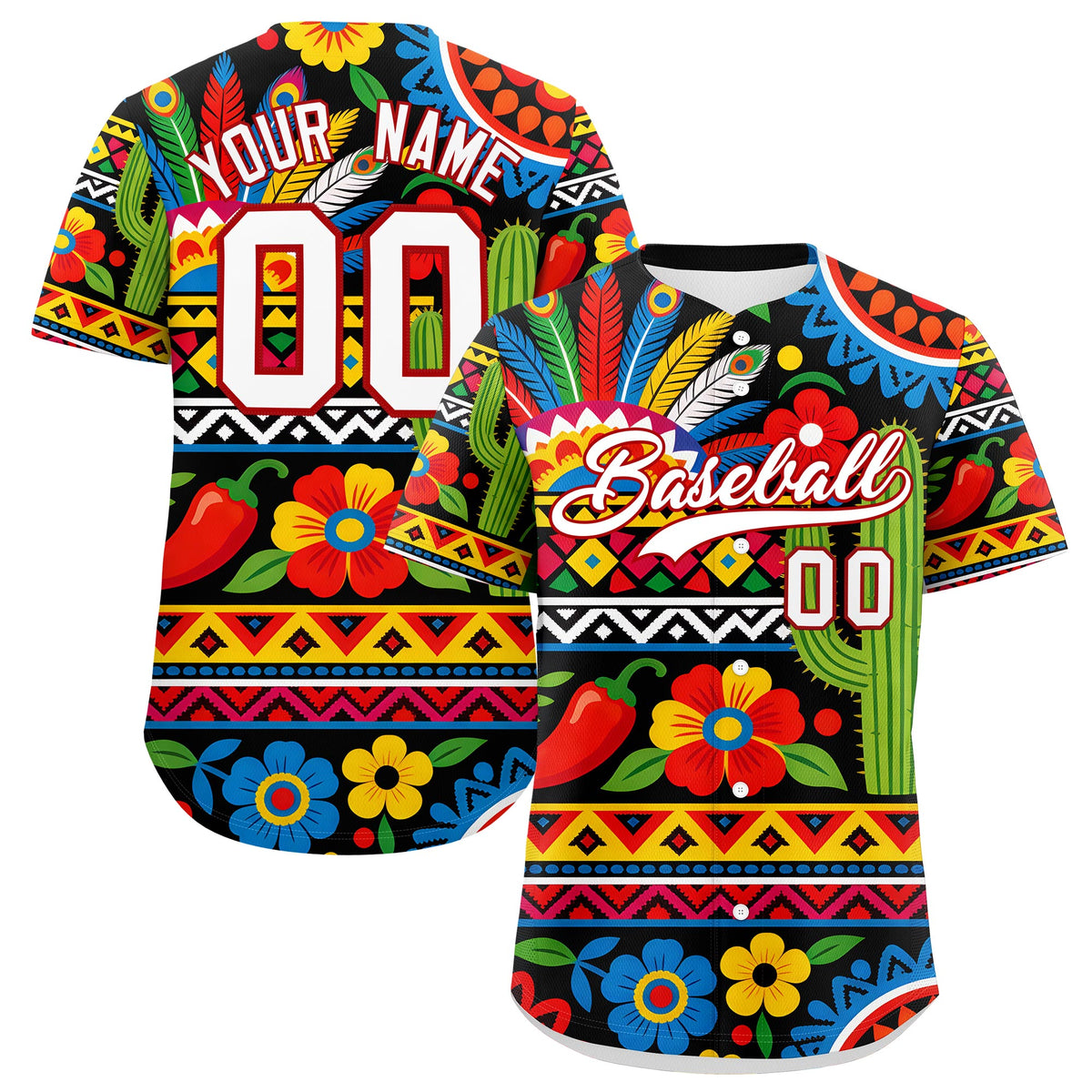 Custom Black White Red Graffiti Pattern Mexican style Stretch Fabric Baseball Jersey| KXKSHOP