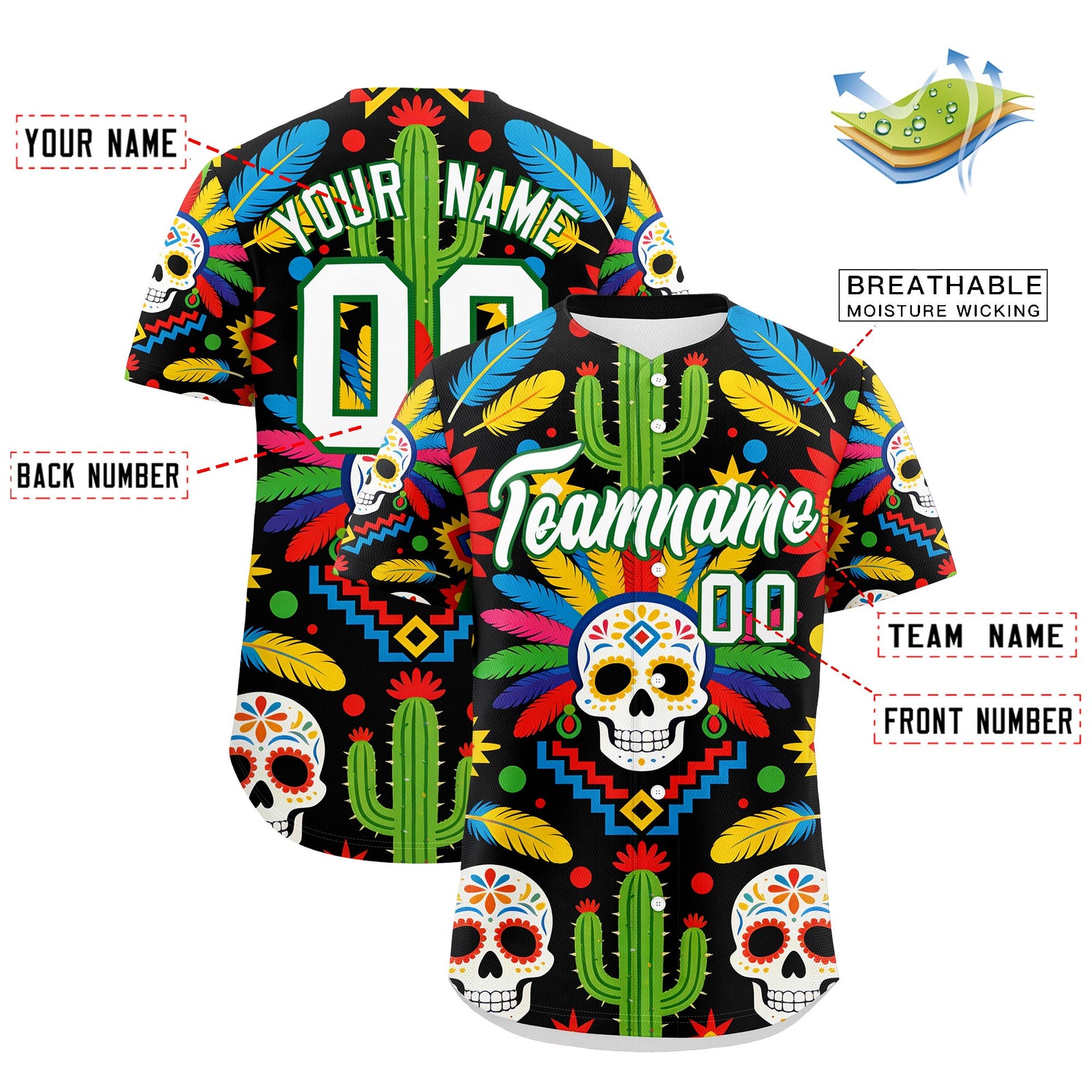 Custom Black White Kelly Green Graffiti Pattern Mexican style Stretch Fabric Baseball Jersey| KXKSHOP