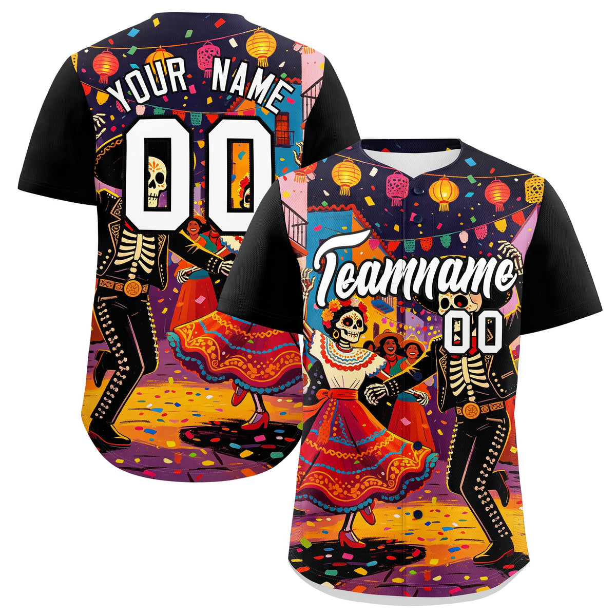 Custom Black White Red Graffiti Pattern Mexican style Stretch Fabric Baseball Jersey| KXKSHOP