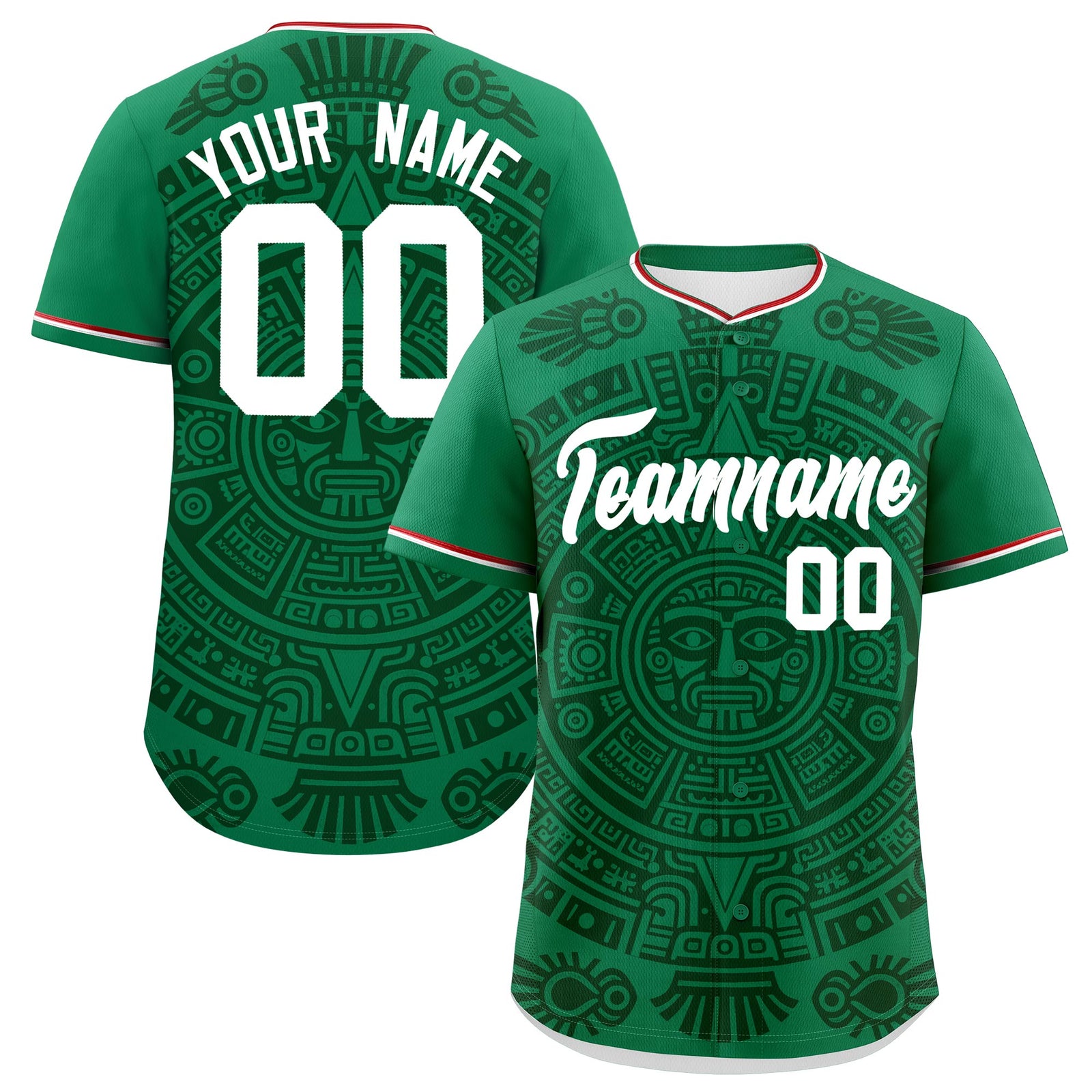 Custom Kelly Green Dark Green White Graffiti Pattern Mexican style Stretch Fabric Baseball Jersey| KXKSHOP