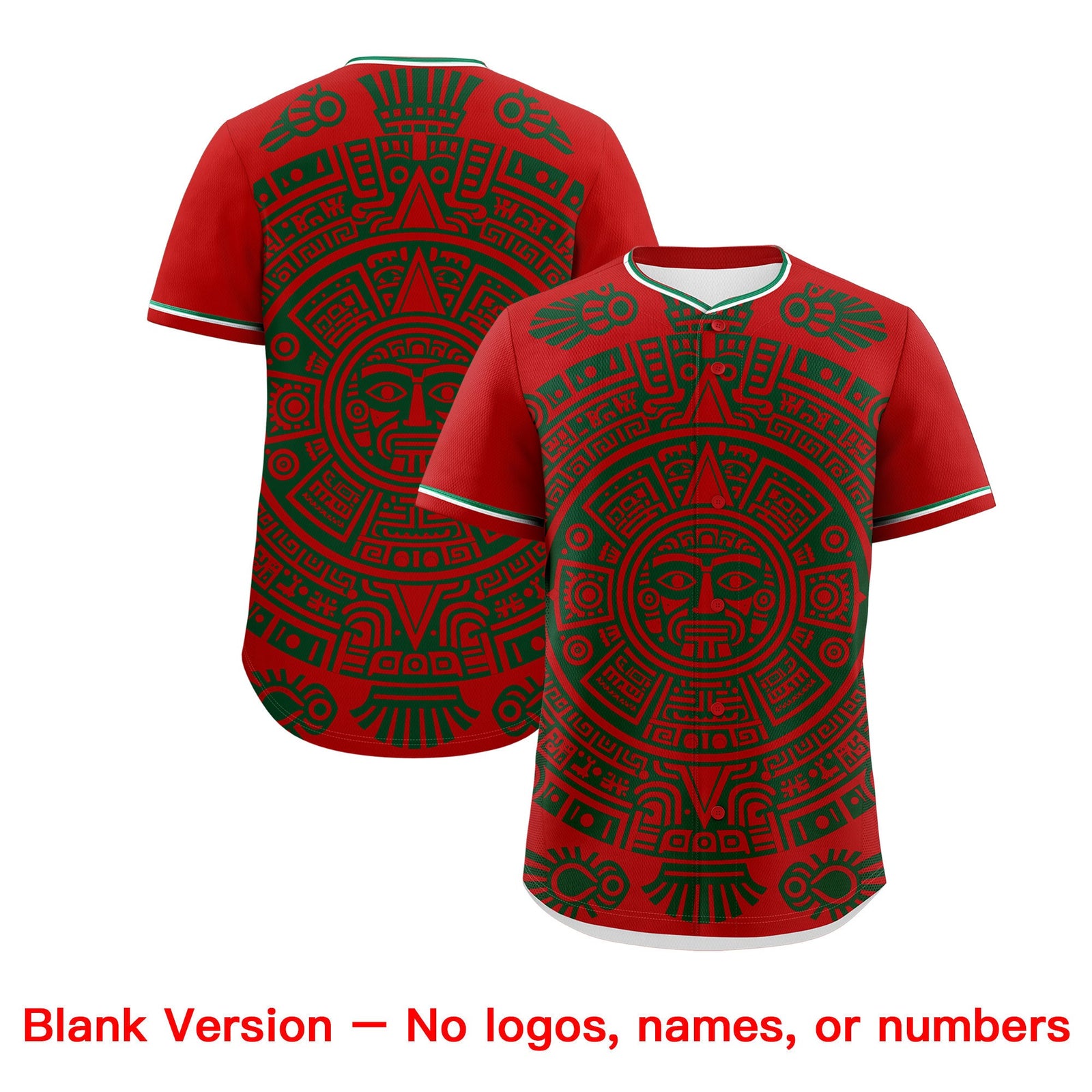 Custom Red Dark Green White Graffiti Pattern Mexican style Stretch Fabric Baseball Jersey| KXKSHOP