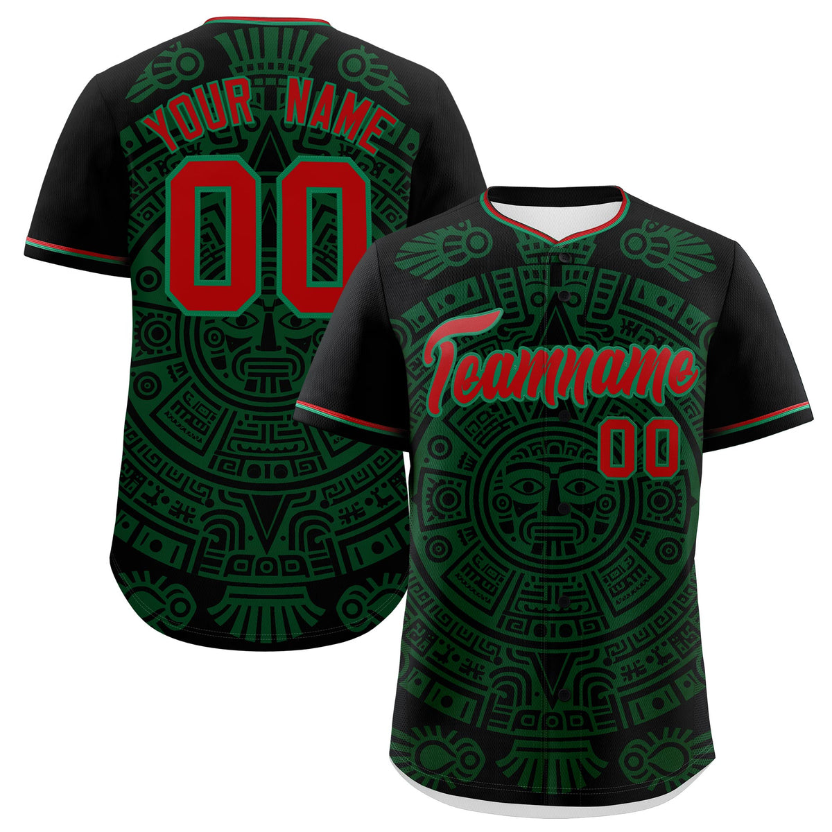 Custom Black Dark Green Kelly Green Graffiti Pattern Mexican style Stretch Fabric Baseball Jersey| KXKSHOP