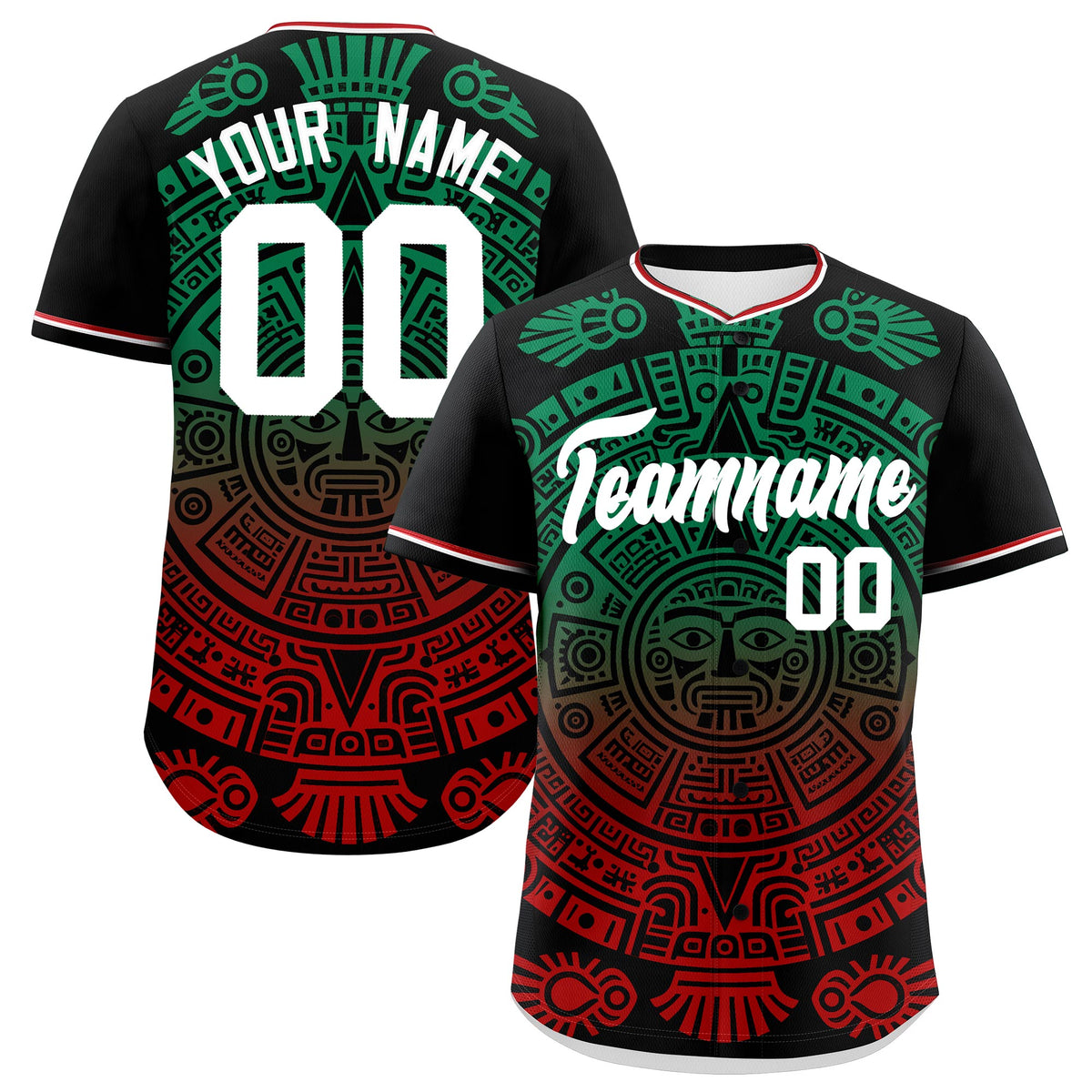 Custom Black Kelly Green Red Graffiti Pattern Mexican style Stretch Fabric Baseball Jersey| KXKSHOP