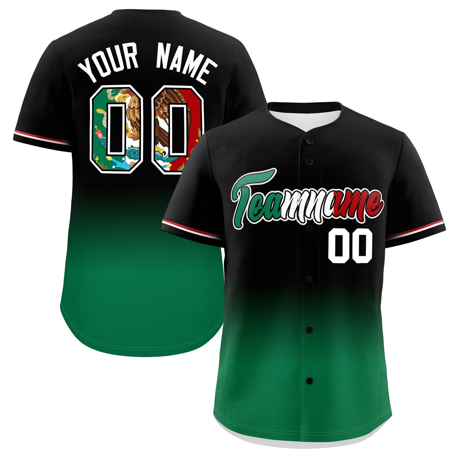 Custom Black Kelly Green White Graffiti Pattern Mexican style Stretch Fabric Baseball Jersey| KXKSHOP