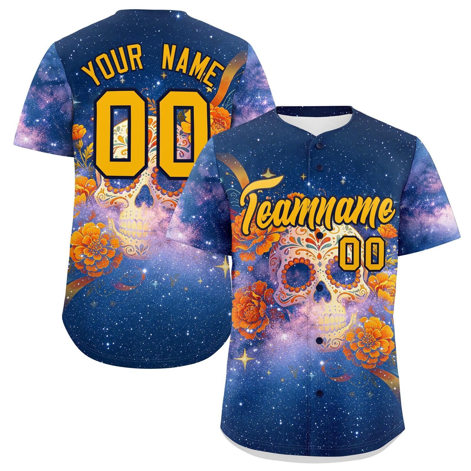 Custom Yellow Navy Graffiti Pattern Mexican style Stretch Fabric Baseball Jersey| KXKSHOP