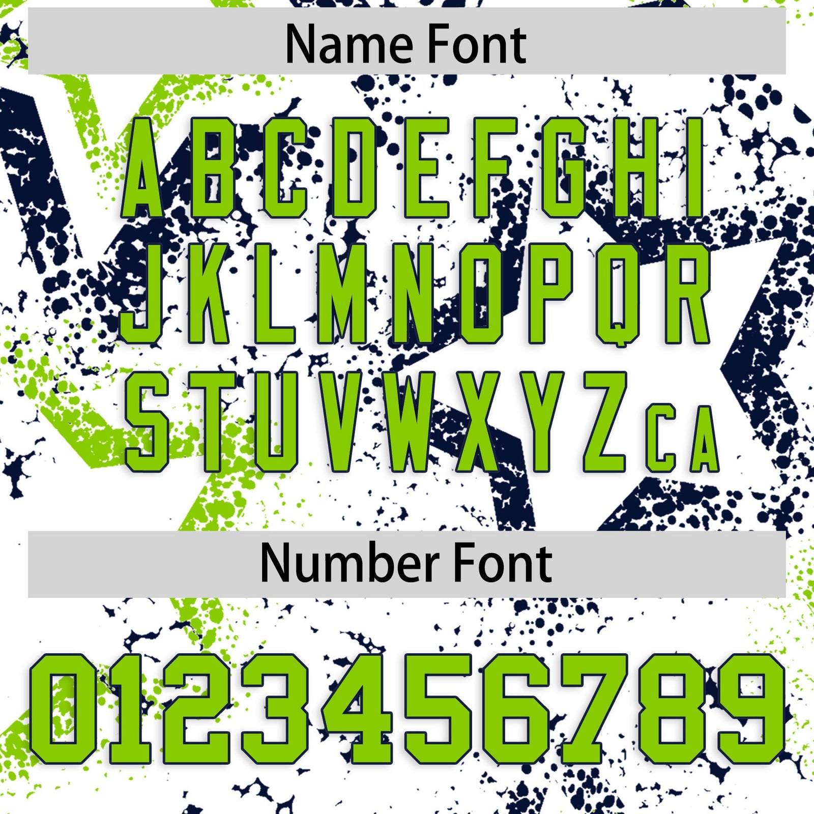 Custom White Neon Green Navy Star-Shaped Ink Texture Graffiti Pattern Baseball Jersey | Sublimation Printed & Stitched,Add Name and Numbern,Perfect for Parties,Perfect for Training | KXKSHOP