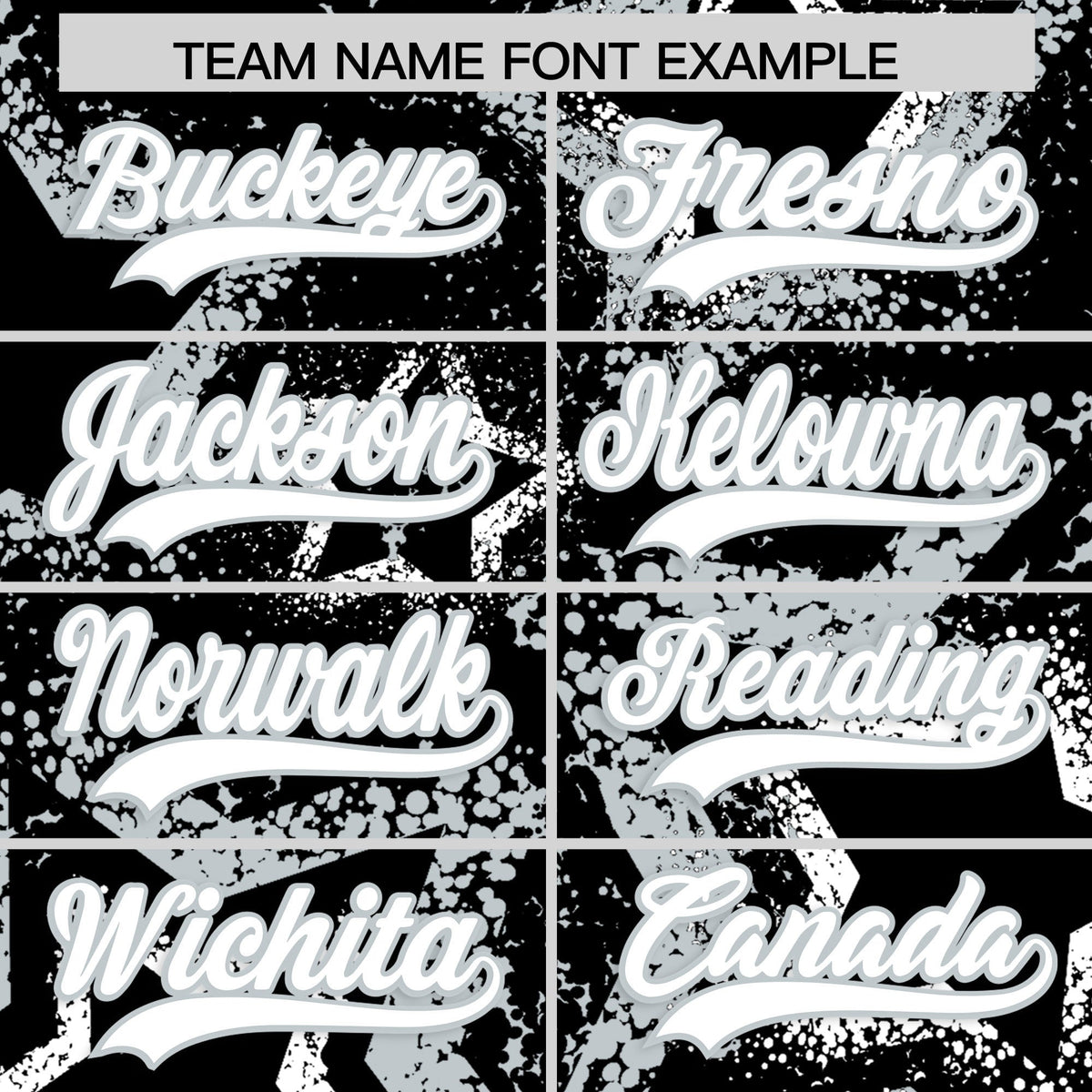 Custom Black White Silver Star-Shaped Ink Texture Graffiti Pattern Baseball Jersey | Sublimation Printed &amp; Stitched,Add Name and Numbern,Perfect for Parties,Perfect for Training | KXKSHOP