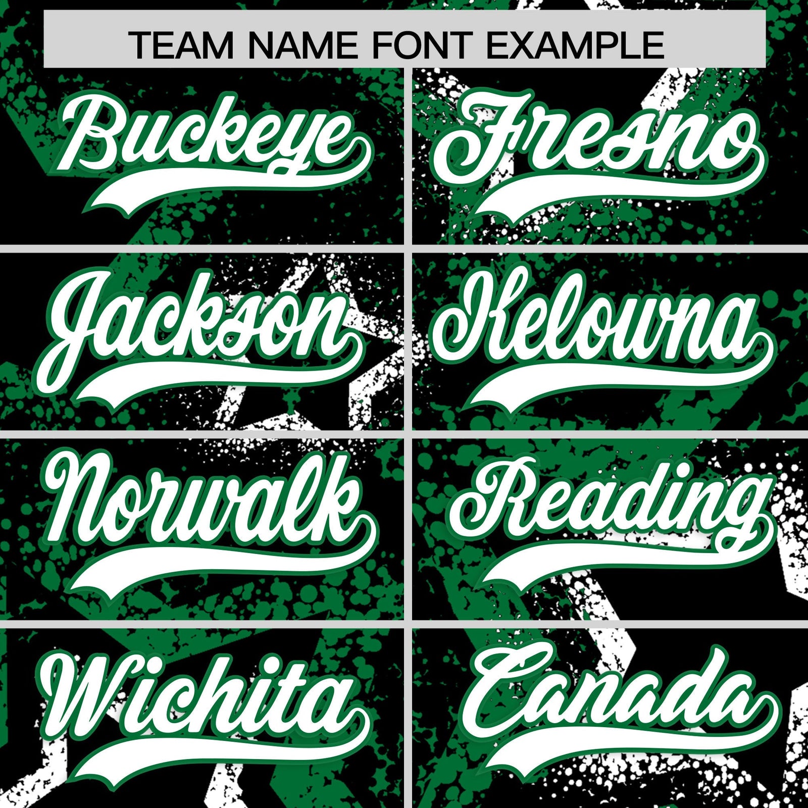 Custom Black White Kelly Green Star-Shaped Ink Texture Graffiti Pattern Baseball Jersey | Sublimation Printed & Stitched,Add Name and Numbern,Perfect for Parties,Perfect for Training | KXKSHOP
