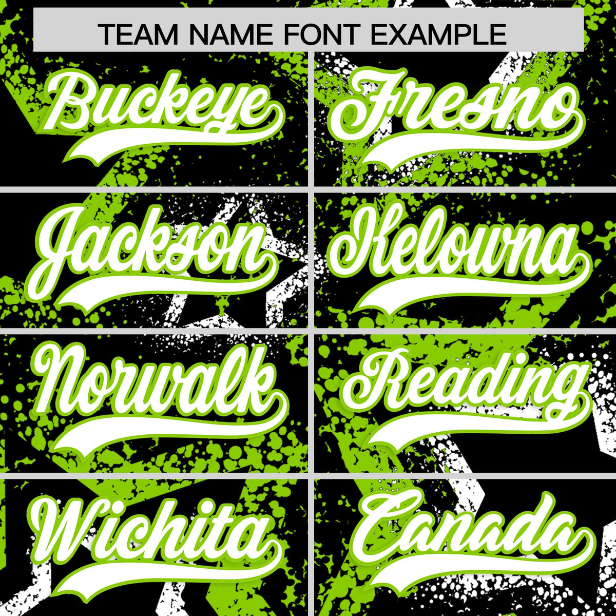 Custom Black White Neon Green Star-Shaped Ink Texture Graffiti Pattern Baseball Jersey | Sublimation Printed & Stitched,Add Name and Numbern,Perfect for Parties,Perfect for Training | KXKSHOP