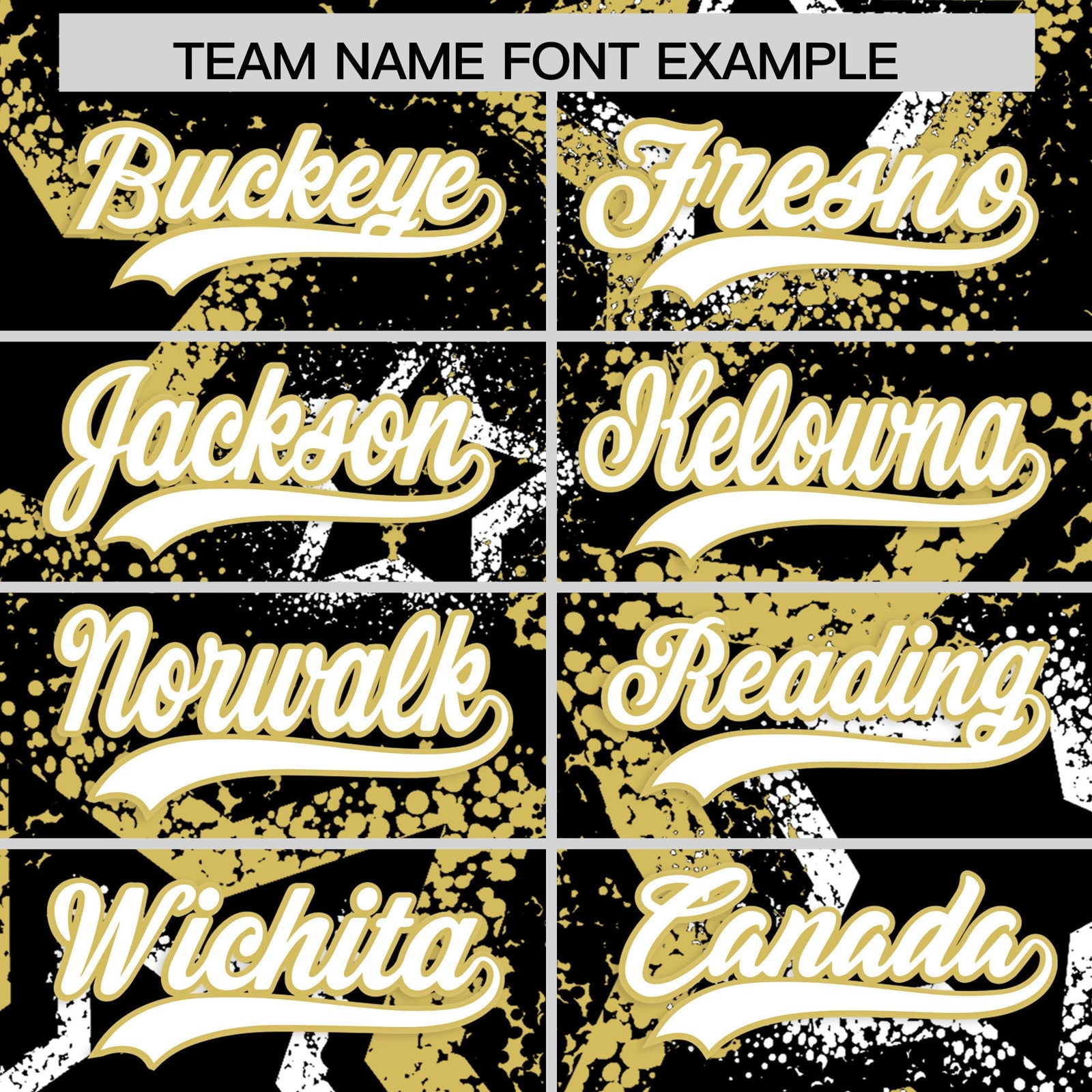 Custom Black White Old Gold Star-Shaped Ink Texture Graffiti Pattern Baseball Jersey | Sublimation Printed & Stitched,Add Name and Numbern,Perfect for Parties,Perfect for Training | KXKSHOP