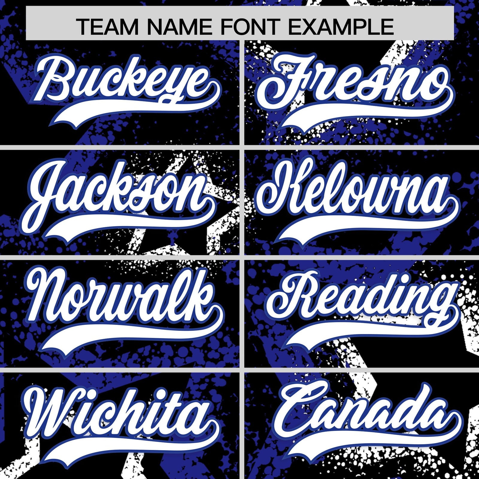 Custom Black White Royal Blue Star-Shaped Ink Texture Graffiti Pattern Baseball Jersey | Sublimation Printed & Stitched,Add Name and Numbern,Perfect for Parties,Perfect for Training | KXKSHOP