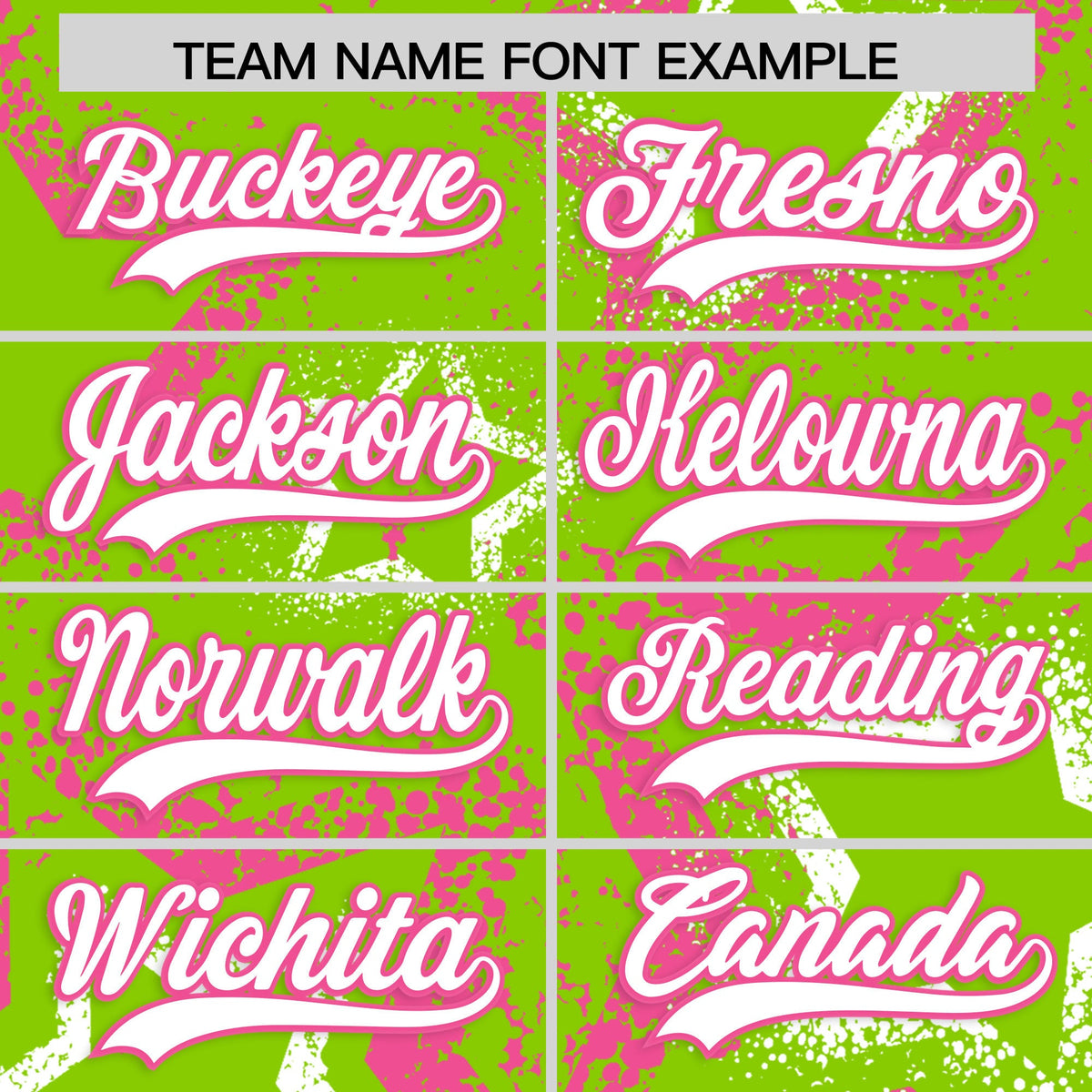 Custom Neon Green Pink White Star-Shaped Ink Texture Graffiti Pattern Baseball Jersey | Sublimation Printed & Stitched,Add Name and Numbern,Perfect for Parties,Perfect for Training | KXKSHOP