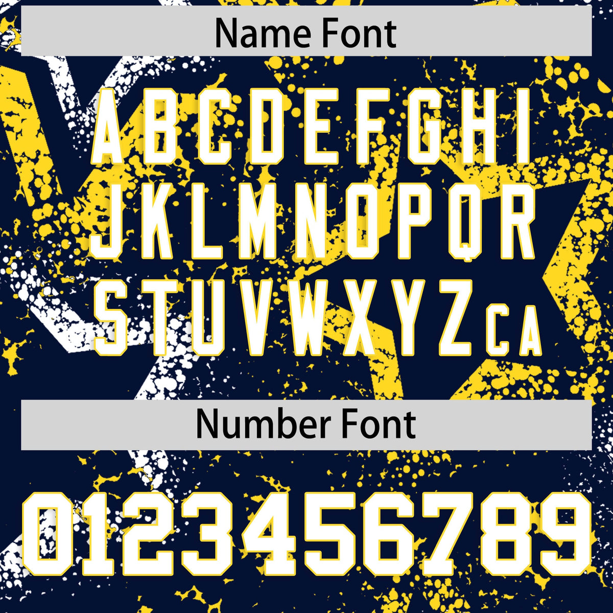 Custom Navy White Gold Star-Shaped Ink Texture Graffiti Pattern Baseball Jersey | Sublimation Printed & Stitched,Add Name and Numbern,Perfect for Parties,Perfect for Training | KXKSHOP