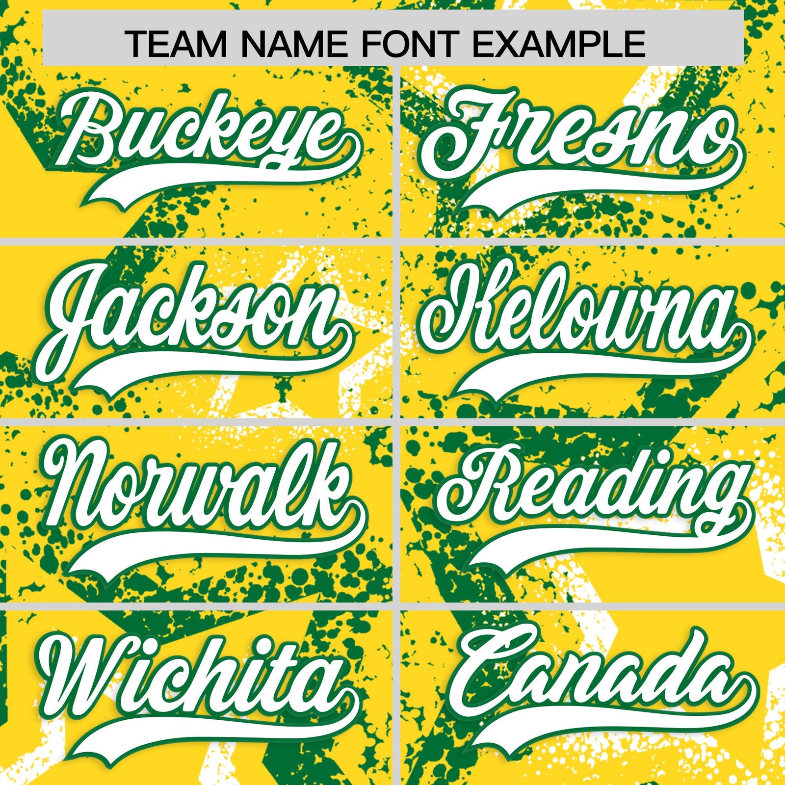 Custom Gold White Kelly Green Star-Shaped Ink Texture Graffiti Pattern Baseball Jersey | Sublimation Printed & Stitched,Add Name and Numbern,Perfect for Parties,Perfect for Training | KXKSHOP