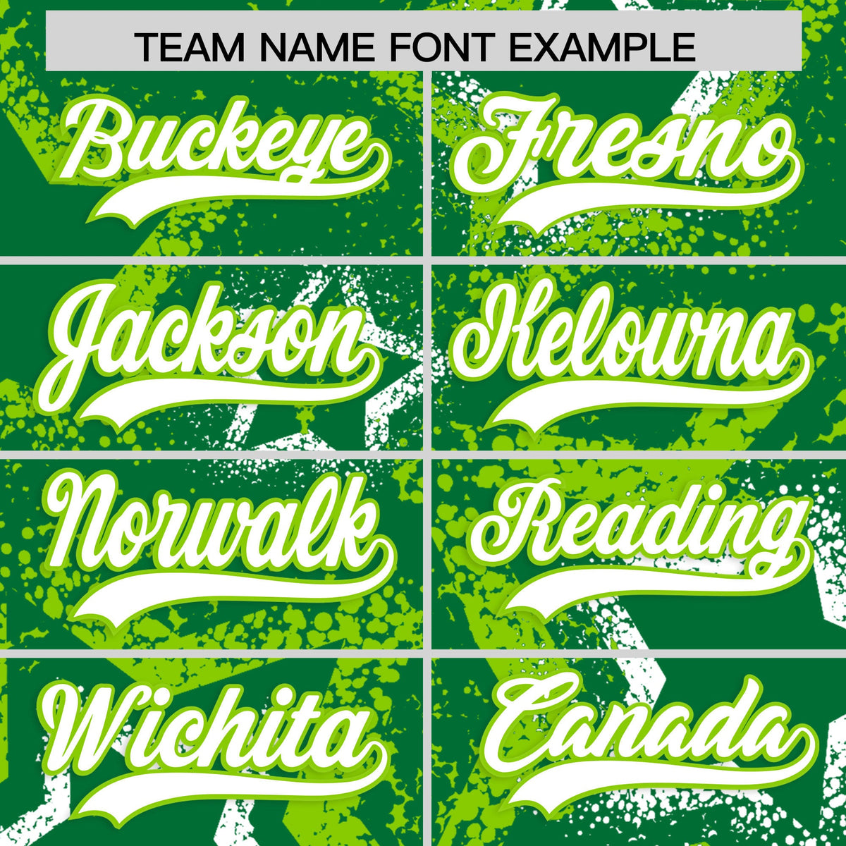 Custom Kelly Green White Neon Green Star-Shaped Ink Texture Graffiti Pattern Baseball Jersey | Sublimation Printed &amp; Stitched,Add Name and Numbern,Perfect for Parties,Perfect for Training | KXKSHOP