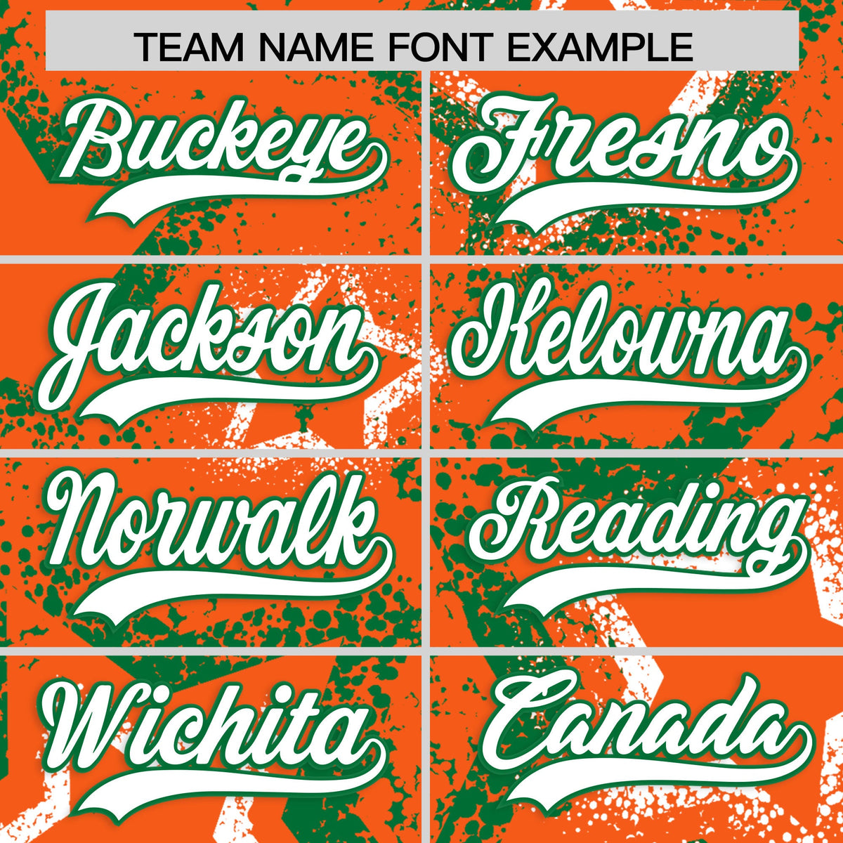 Custom Orange Kelly Green White Star-Shaped Ink Texture Graffiti Pattern Baseball Jersey | Sublimation Printed &amp; Stitched,Add Name and Numbern,Perfect for Parties,Perfect for Training | KXKSHOP