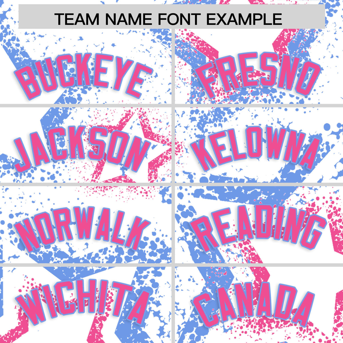 Custom White Light Blue Pink Star-Shaped Ink Texture Graffiti Pattern Baseball Jersey | Sublimation Printed & Stitched,Add Name and Numbern,Perfect for Parties,Perfect for Training | KXKSHOP