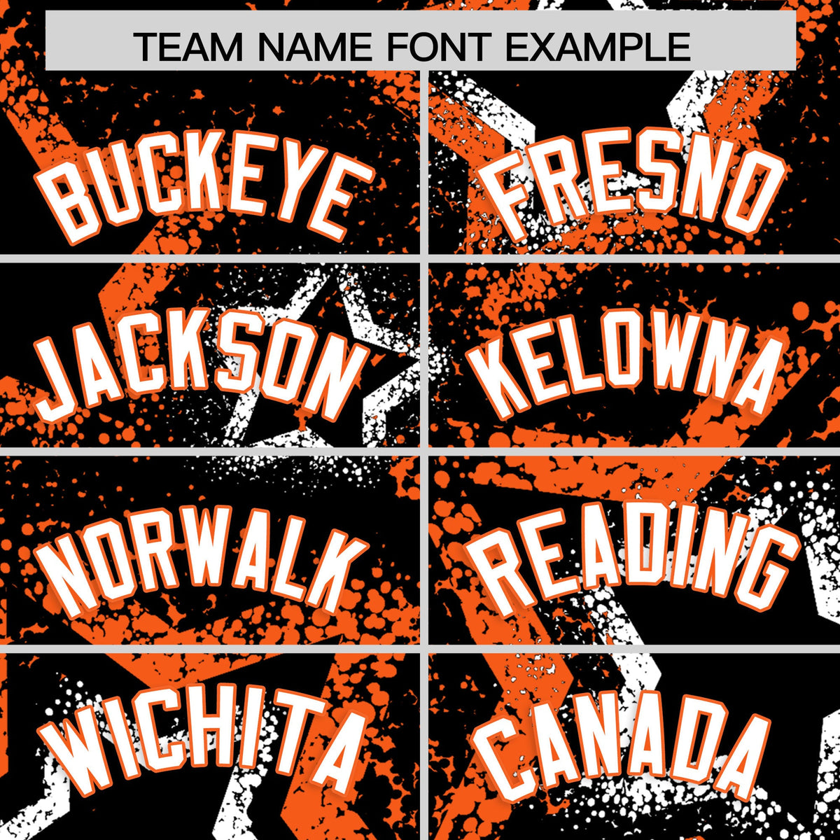 Custom Black White Orange Star-Shaped Ink Texture Graffiti Pattern Baseball Jersey | Sublimation Printed & Stitched,Add Name and Numbern,Perfect for Parties,Perfect for Training | KXKSHOP