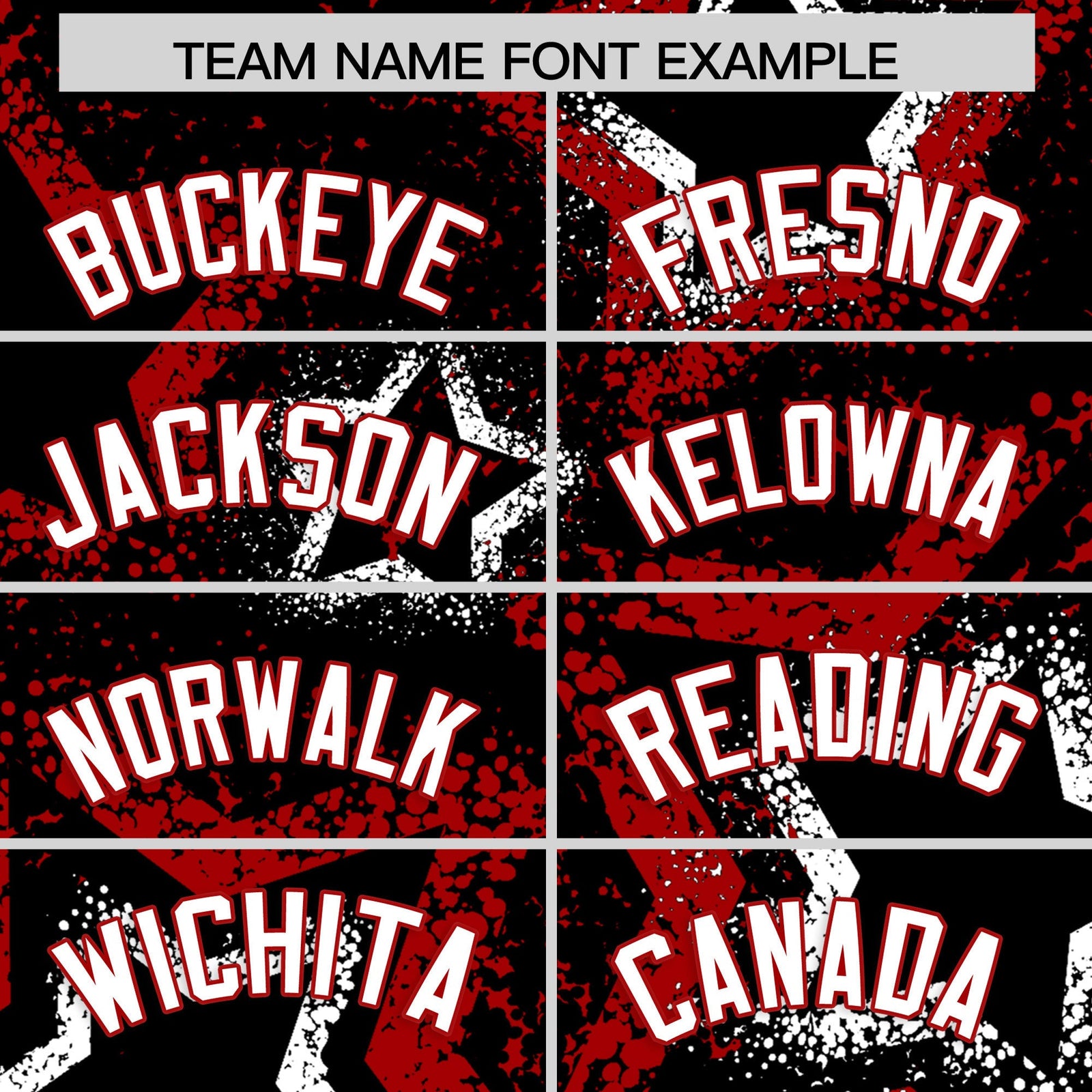 Custom Black White Red Star-Shaped Ink Texture Graffiti Pattern Baseball Jersey | Sublimation Printed & Stitched,Add Name and Numbern,Perfect for Parties,Perfect for Training | KXKSHOP