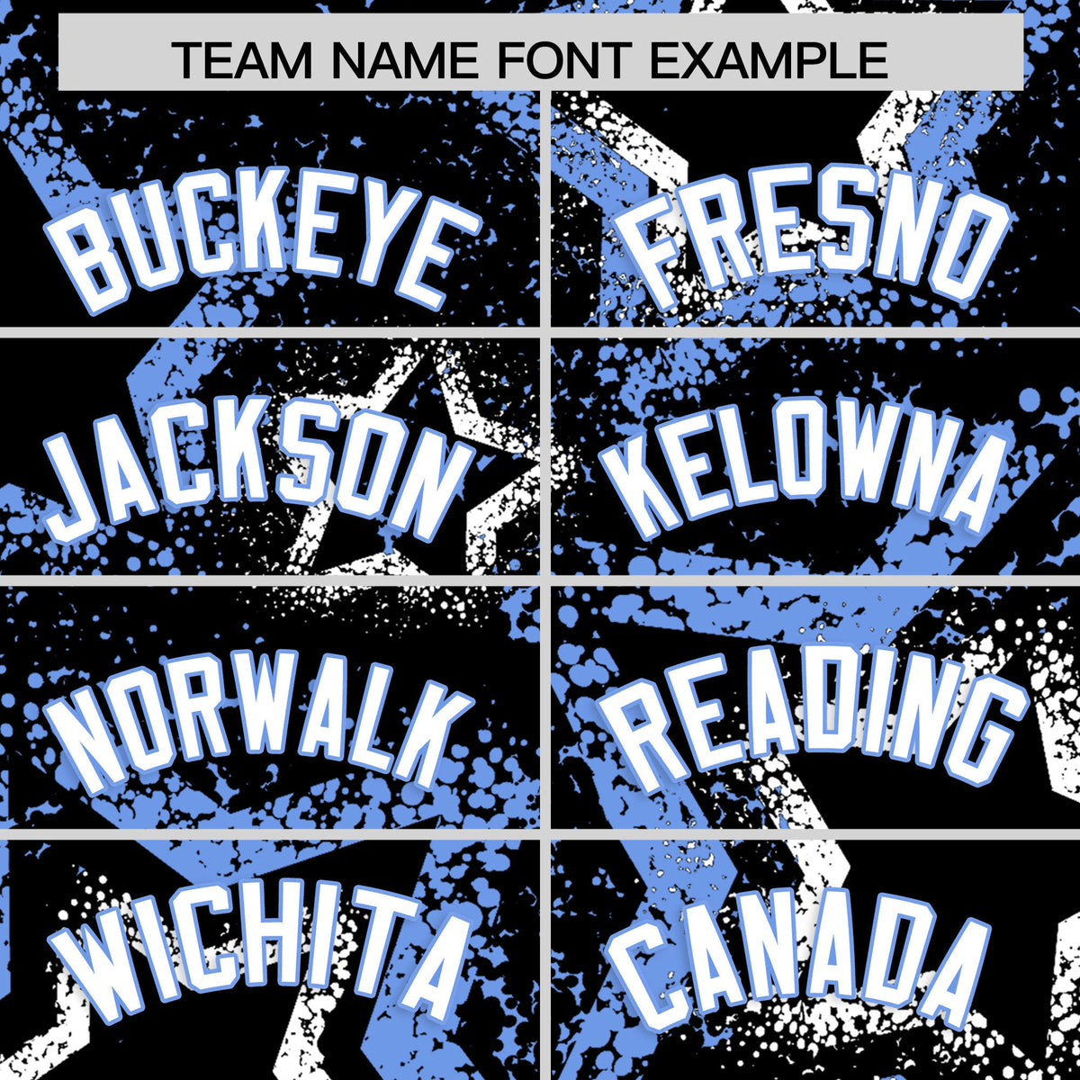 Custom Black White Light Blue Star-Shaped Ink Texture Graffiti Pattern Baseball Jersey | Sublimation Printed & Stitched,Add Name and Numbern,Perfect for Parties,Perfect for Training | KXKSHOP