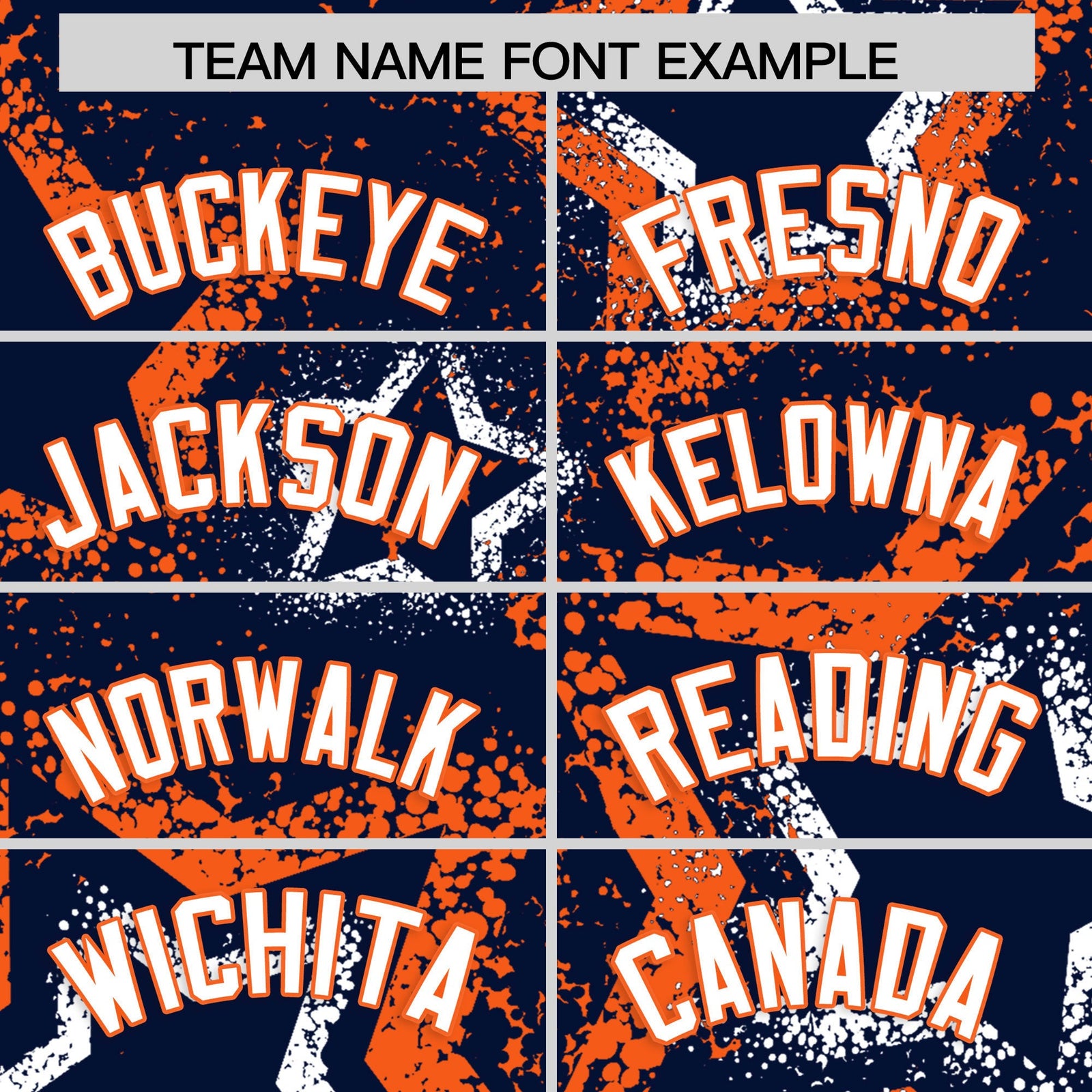 Custom Navy White Orange Star-Shaped Ink Texture Graffiti Pattern Baseball Jersey | Sublimation Printed & Stitched,Add Name and Numbern,Perfect for Parties,Perfect for Training | KXKSHOP