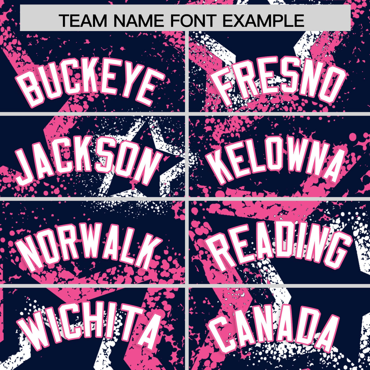 Custom Navy White Pink Star-Shaped Ink Texture Graffiti Pattern Baseball Jersey | Sublimation Printed & Stitched,Add Name and Numbern,Perfect for Parties,Perfect for Training | KXKSHOP