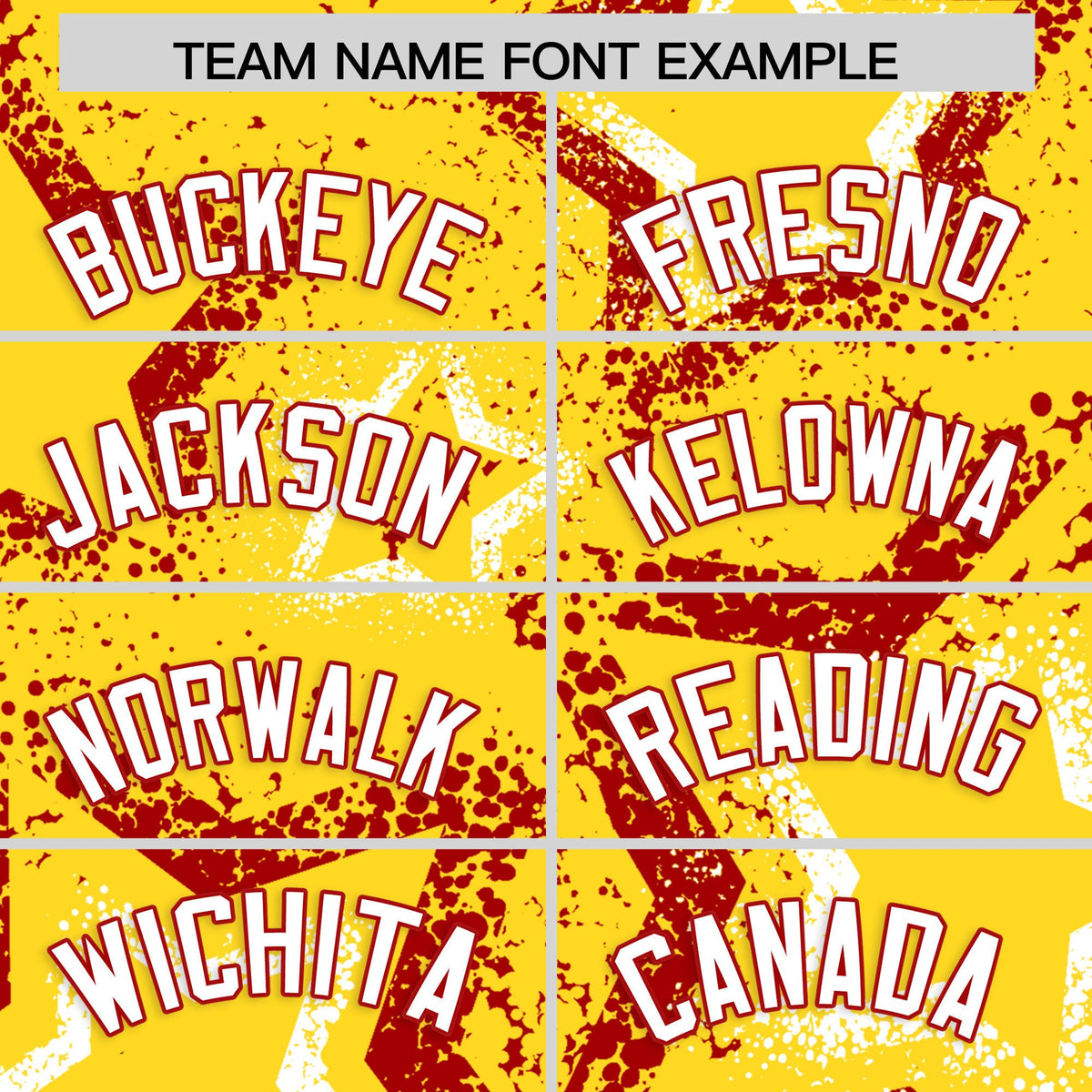 Custom Gold White Red Star-Shaped Ink Texture Graffiti Pattern Baseball Jersey | Sublimation Printed & Stitched,Add Name and Numbern,Perfect for Parties,Perfect for Training | KXKSHOP