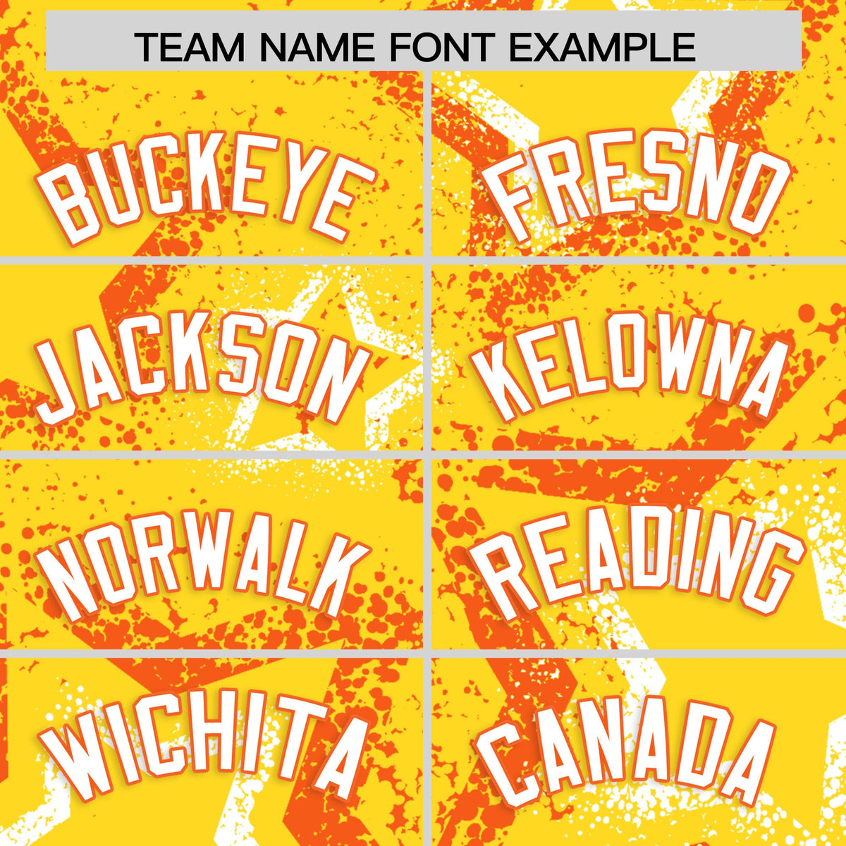 Custom Gold Orange White Star-Shaped Ink Texture Graffiti Pattern Baseball Jersey | Sublimation Printed & Stitched,Add Name and Numbern,Perfect for Parties,Perfect for Training | KXKSHOP