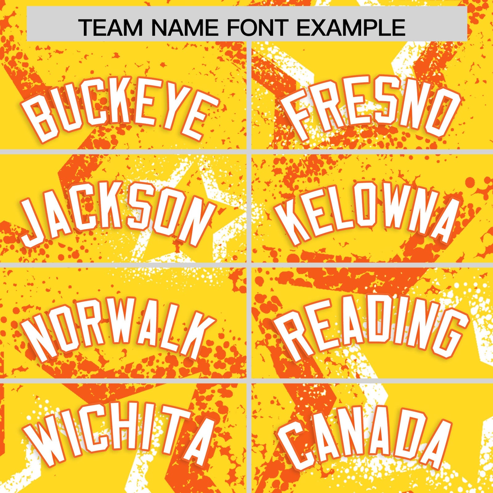 Custom Gold Orange White Star-Shaped Ink Texture Graffiti Pattern Baseball Jersey | Sublimation Printed & Stitched,Add Name and Numbern,Perfect for Parties,Perfect for Training | KXKSHOP
