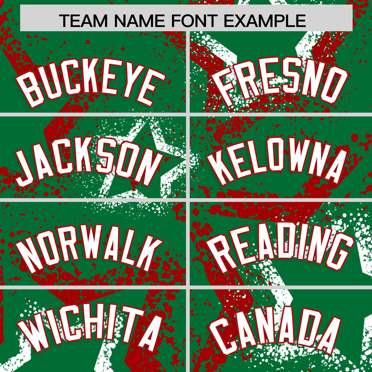 Custom Kelly Green White Red Star-Shaped Ink Texture Graffiti Pattern Baseball Jersey | Sublimation Printed &amp; Stitched,Add Name and Numbern,Perfect for Parties,Perfect for Training | KXKSHOP