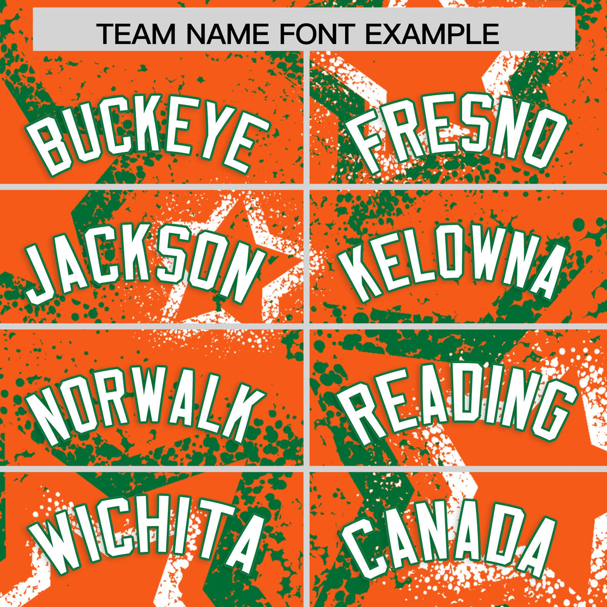 Custom Orange Kelly Green White Star-Shaped Ink Texture Graffiti Pattern Baseball Jersey | Sublimation Printed &amp; Stitched,Add Name and Numbern,Perfect for Parties,Perfect for Training | KXKSHOP