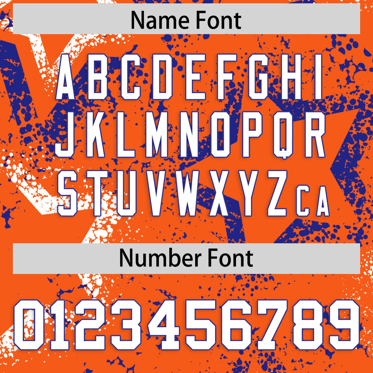 Custom Orange White Royal Blue Star-Shaped Ink Texture Graffiti Pattern Baseball Jersey | Sublimation Printed &amp; Stitched,Add Name and Numbern,Perfect for Parties,Perfect for Training | KXKSHOP