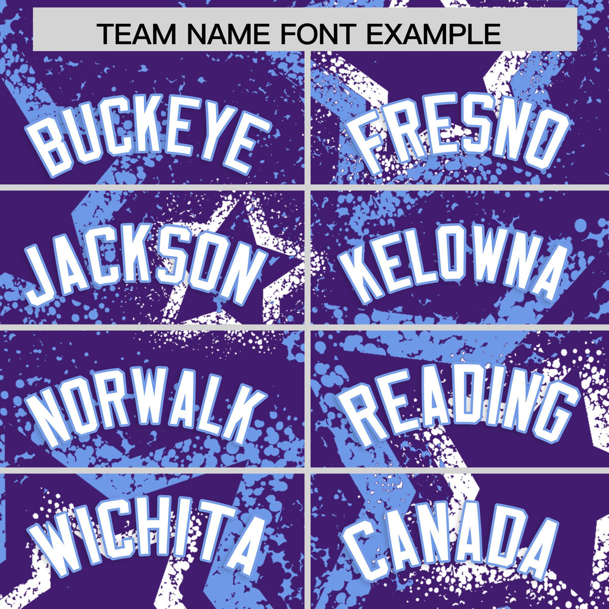 Custom Purple White Light Blue Star-Shaped Ink Texture Graffiti Pattern Baseball Jersey | Sublimation Printed & Stitched,Add Name and Numbern,Perfect for Parties,Perfect for Training | KXKSHOP