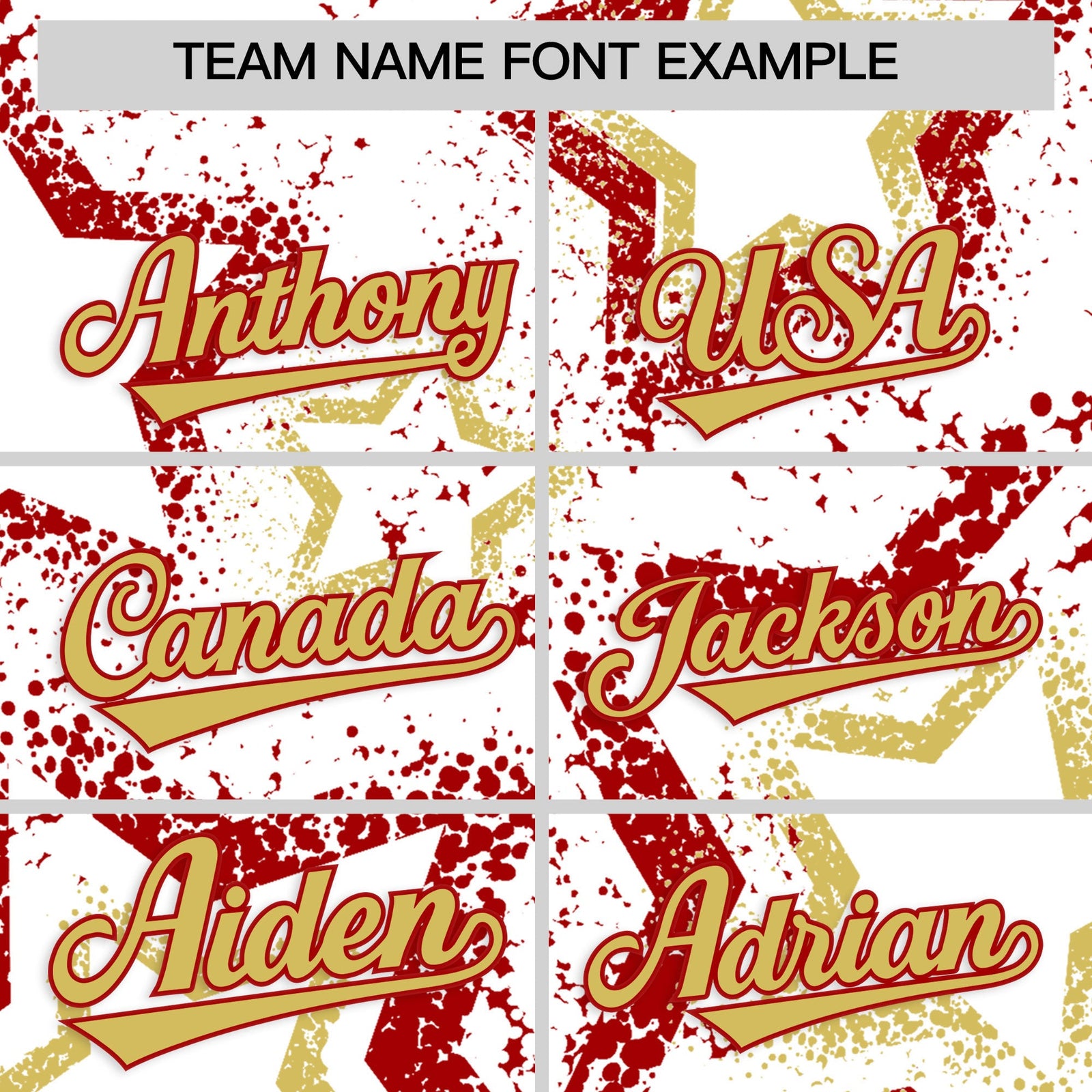 Custom White Old Gold Red Star-Shaped Ink Texture Graffiti Pattern Baseball Jersey | Sublimation Printed & Stitched,Add Name and Numbern,Perfect for Parties,Perfect for Training | KXKSHOP