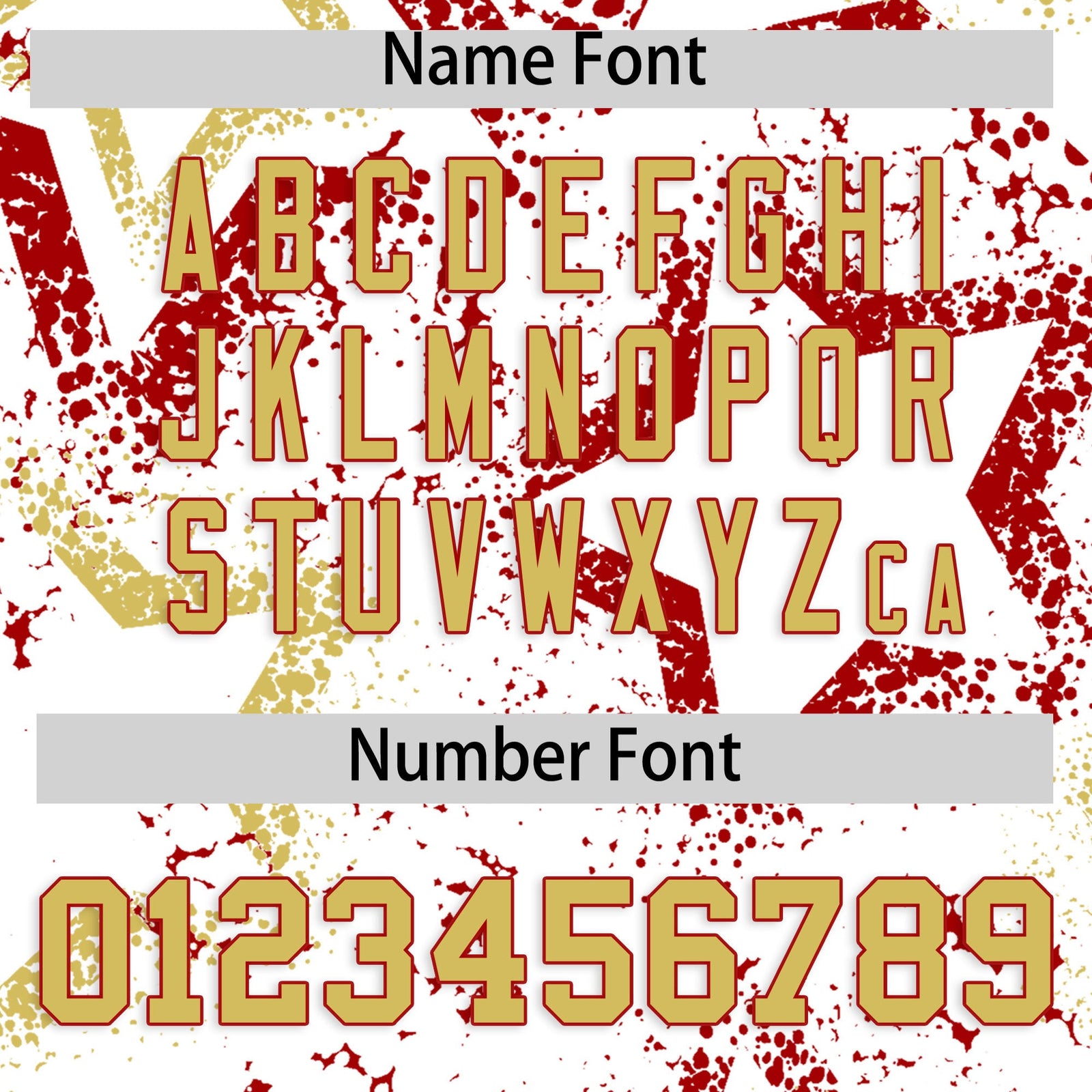 Custom White Old Gold Red Star-Shaped Ink Texture Graffiti Pattern Baseball Jersey | Sublimation Printed & Stitched,Add Name and Numbern,Perfect for Parties,Perfect for Training | KXKSHOP