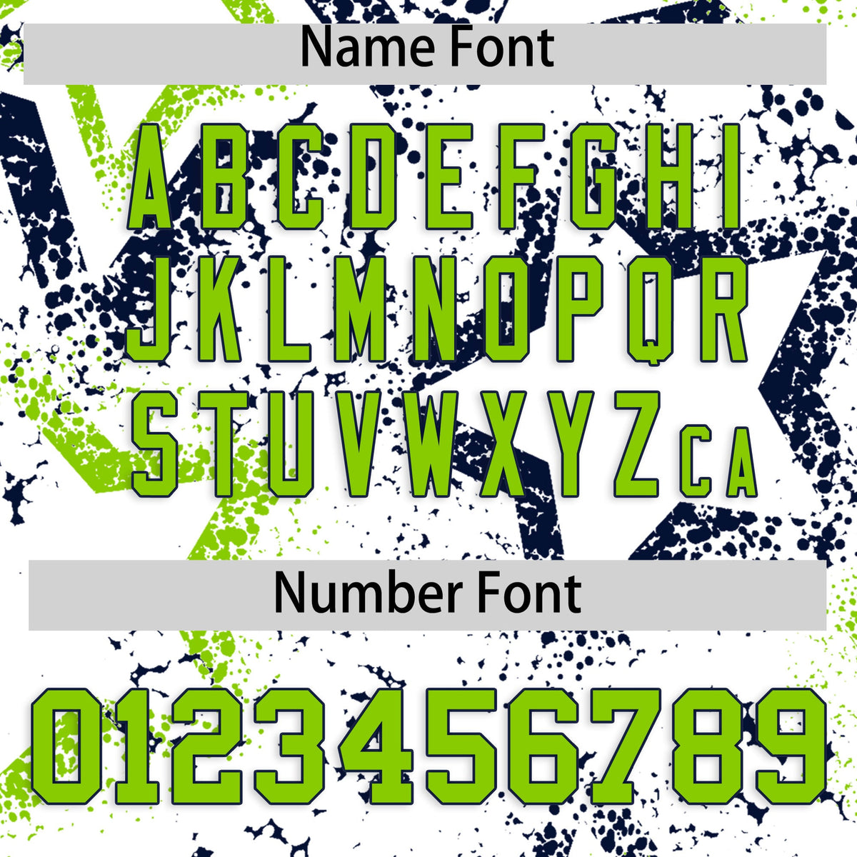Custom White Neon Green Navy Star-Shaped Ink Texture Graffiti Pattern Baseball Jersey | Sublimation Printed & Stitched,Add Name and Numbern,Perfect for Parties,Perfect for Training | KXKSHOP